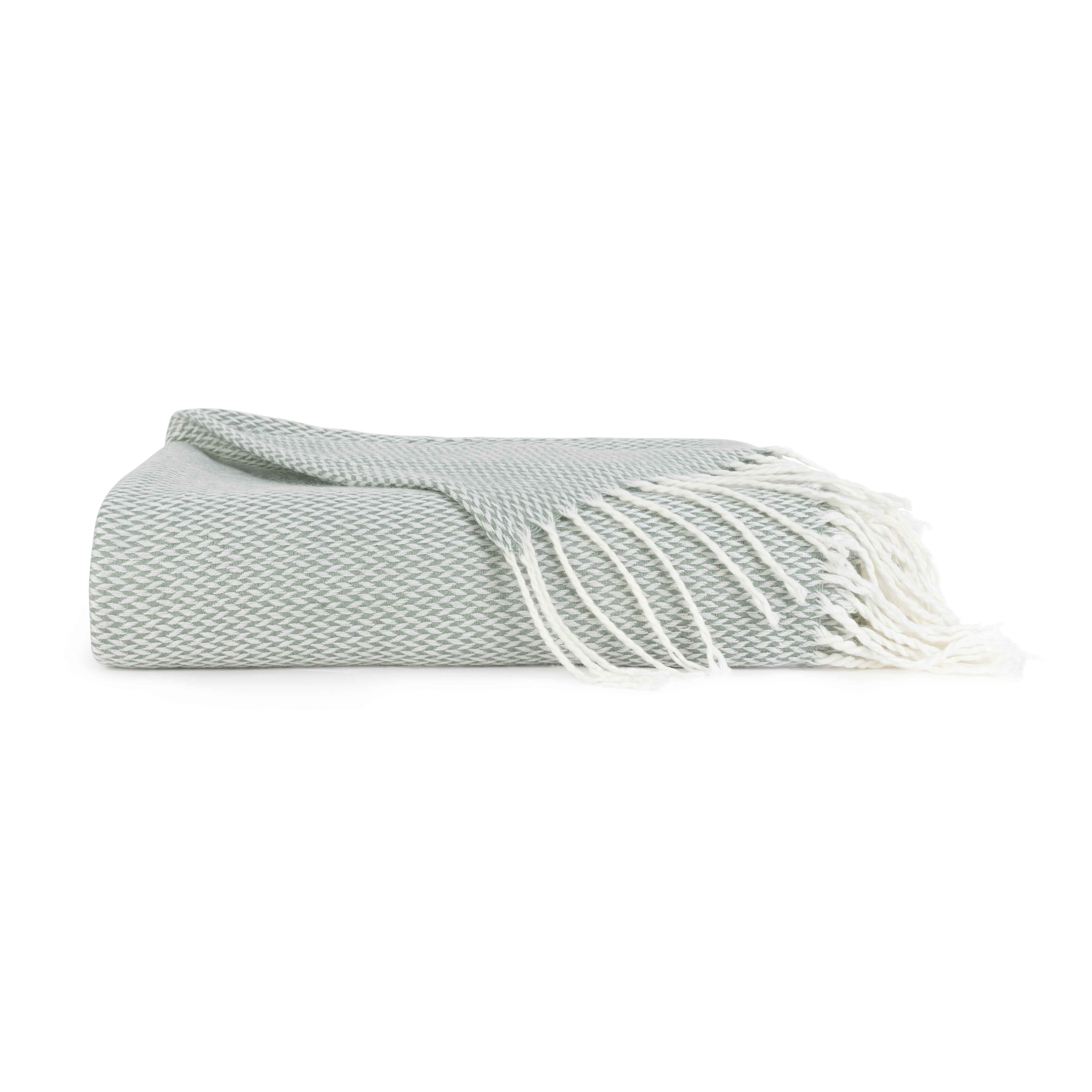 Herringbone Throw Blanket with Fringed Edges