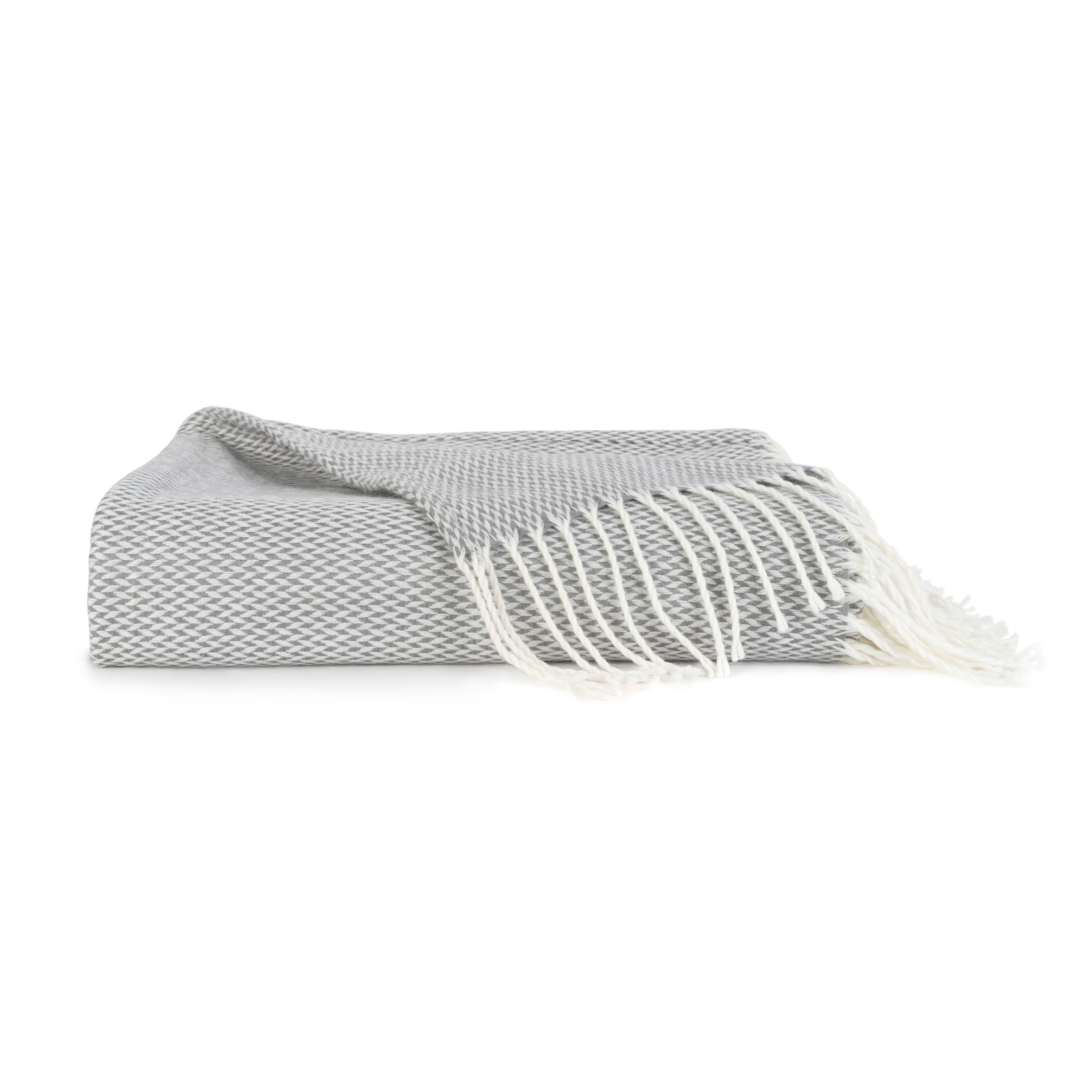 Herringbone Throw Blanket with Fringed Edges