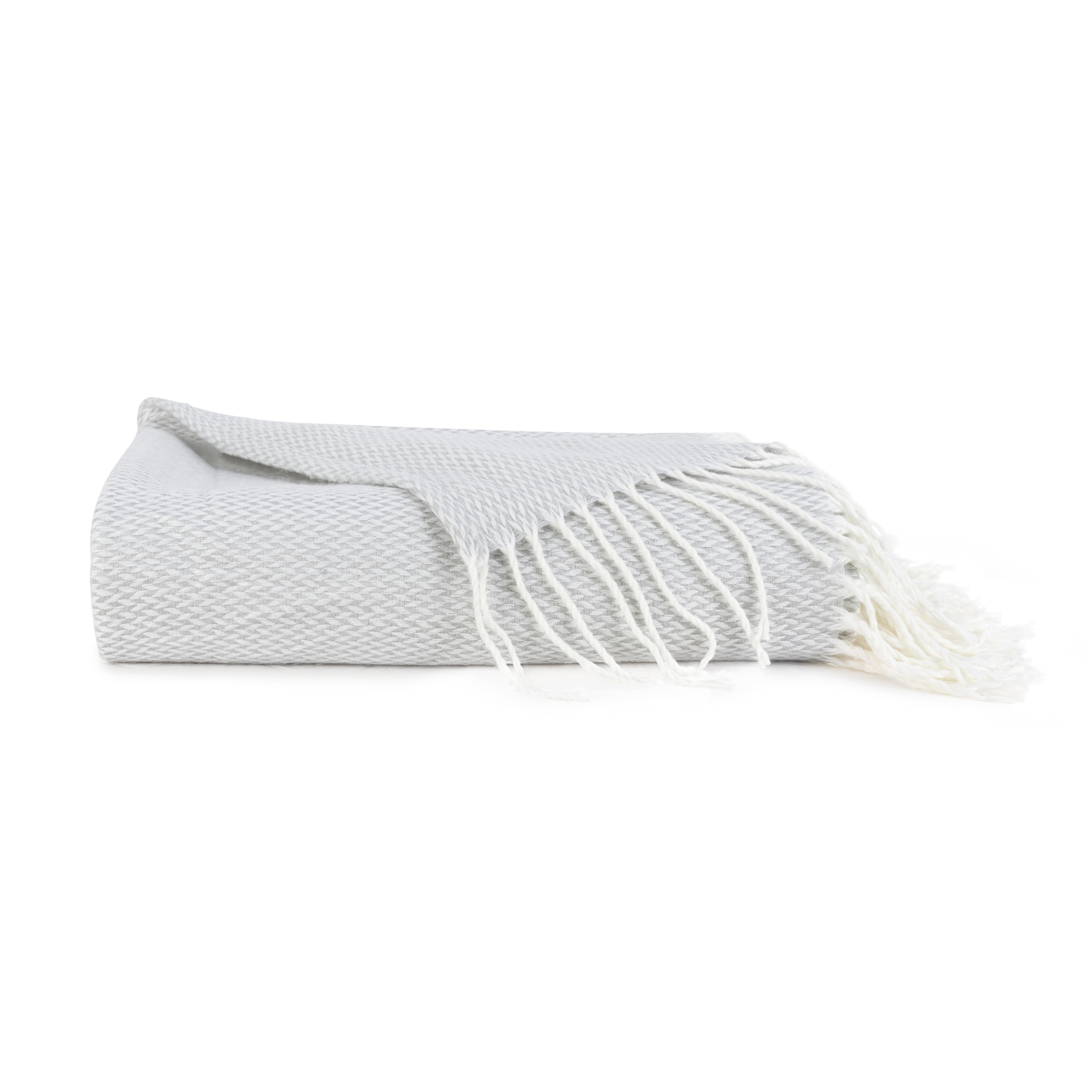 Herringbone Throw Blanket with Fringed Edges