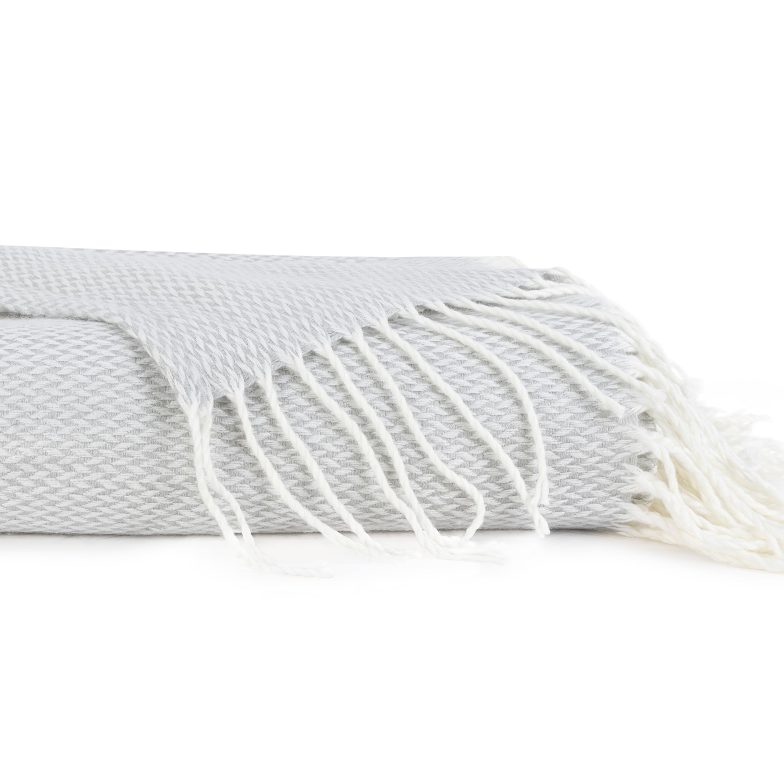Herringbone Throw Blanket with Fringed Edges