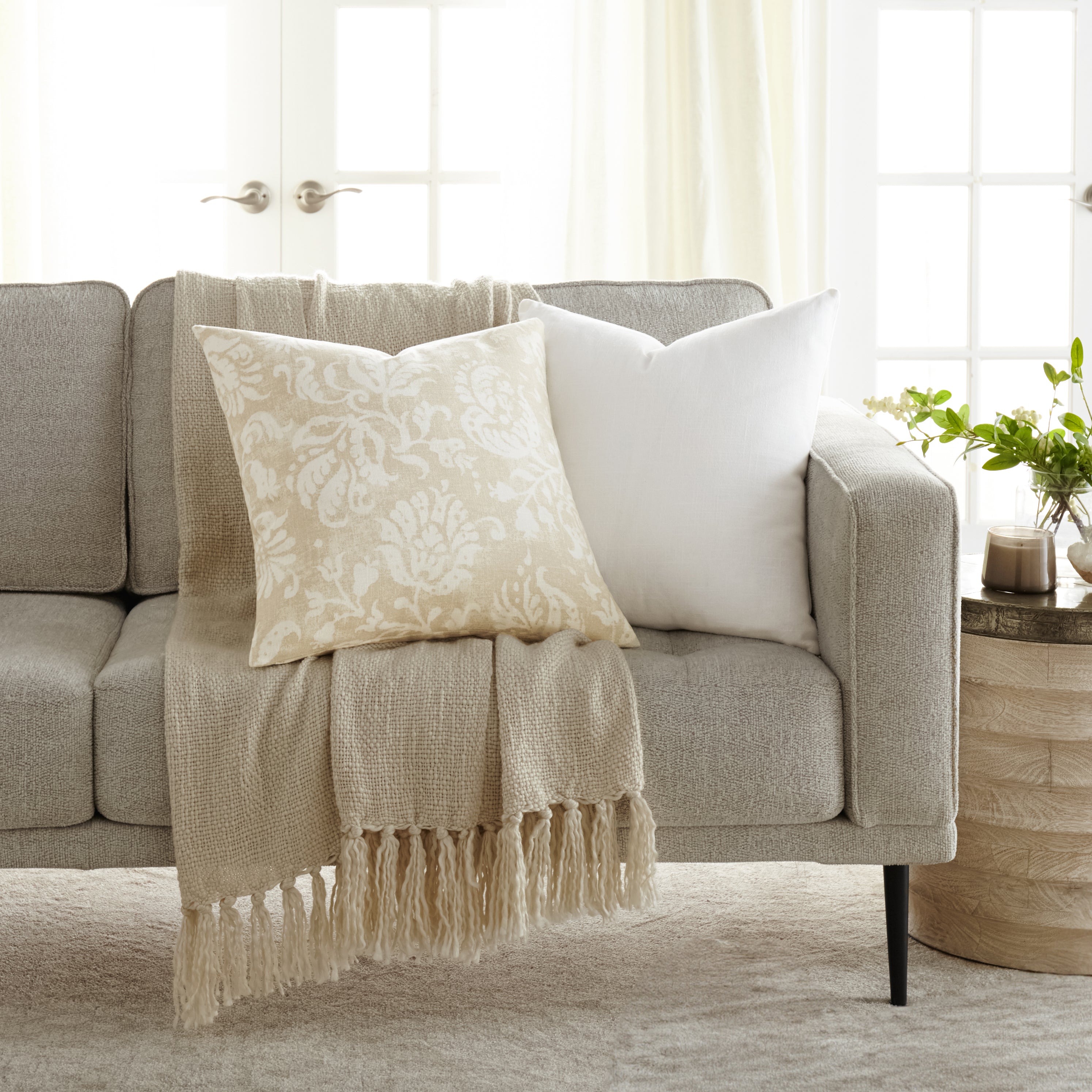 Distressed Floral Elegant Cotton Decor Throw Pillow Cover