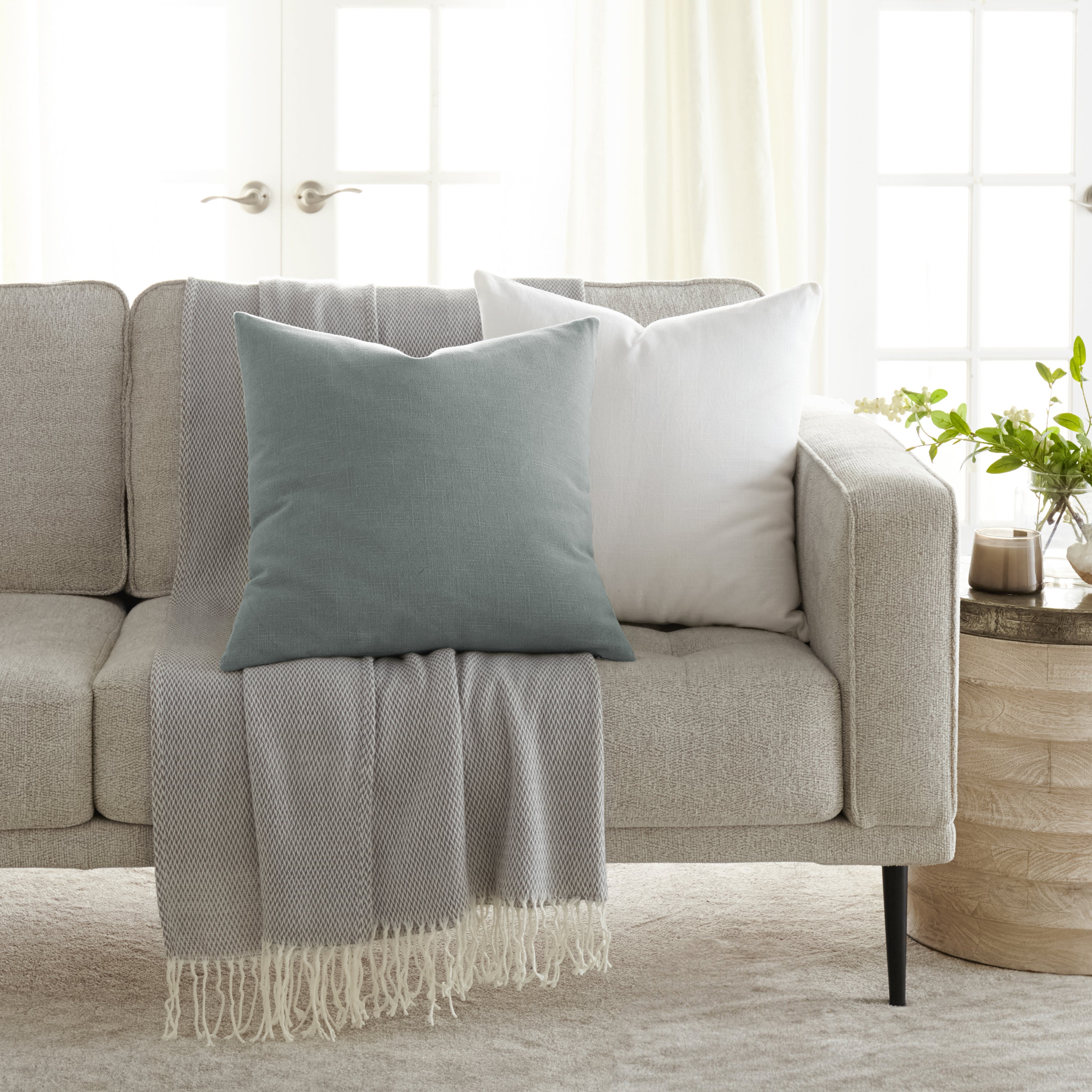 Stone Washed and Distressed Cotton Decor Throw Pillow Cover