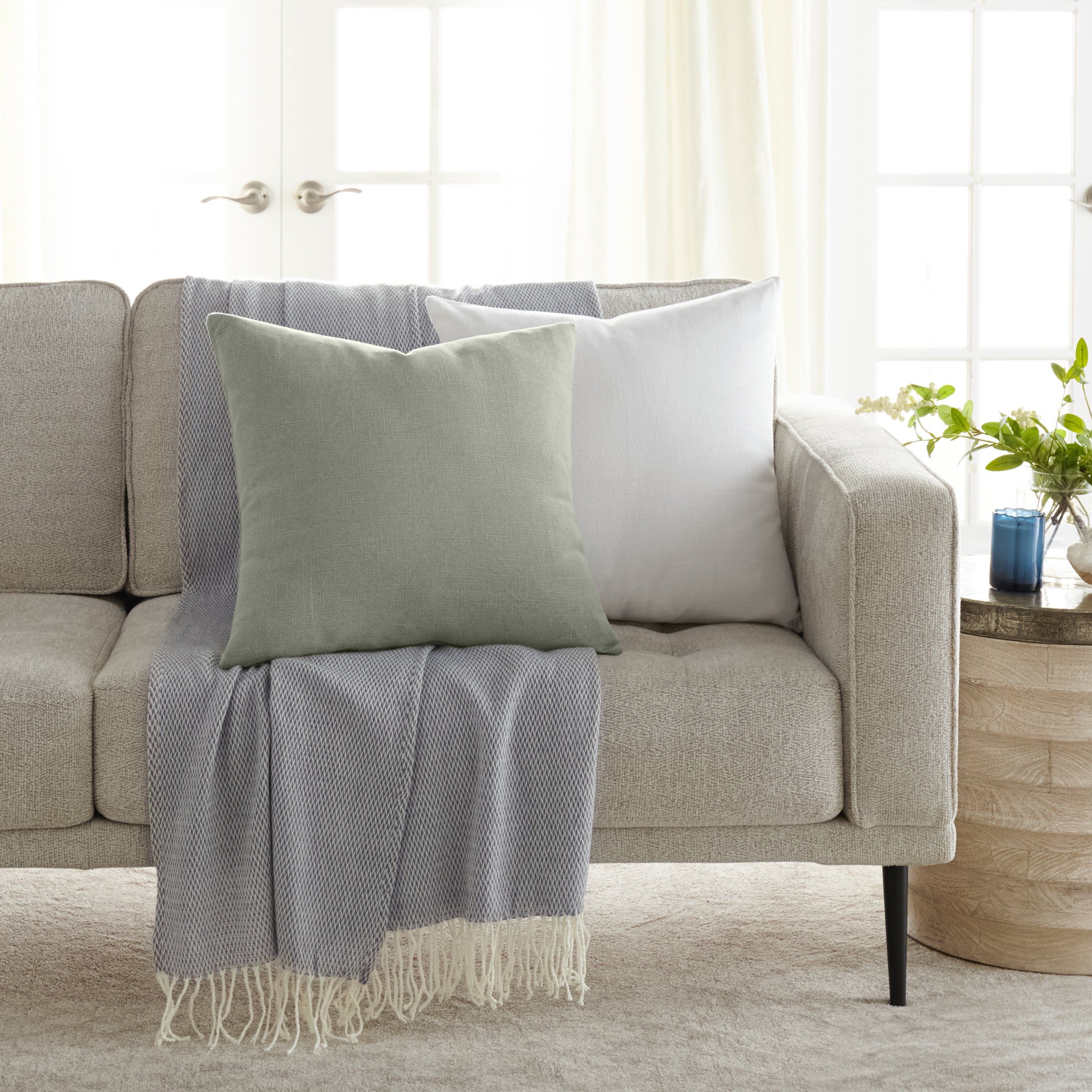 Stone Washed and Distressed Cotton Decor Throw Pillow Cover
