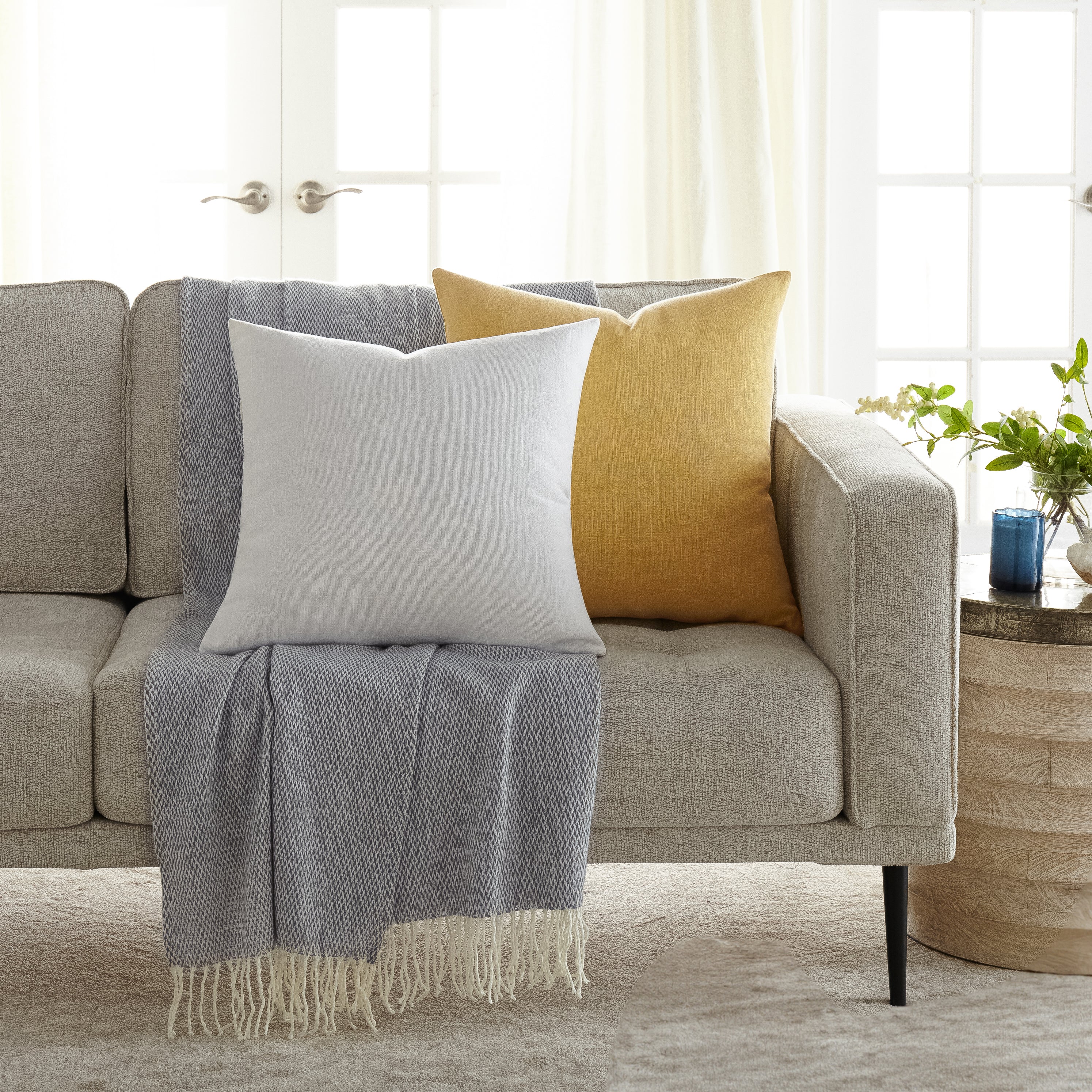 Stone Washed and Distressed Cotton Decor Throw Pillow Cover
