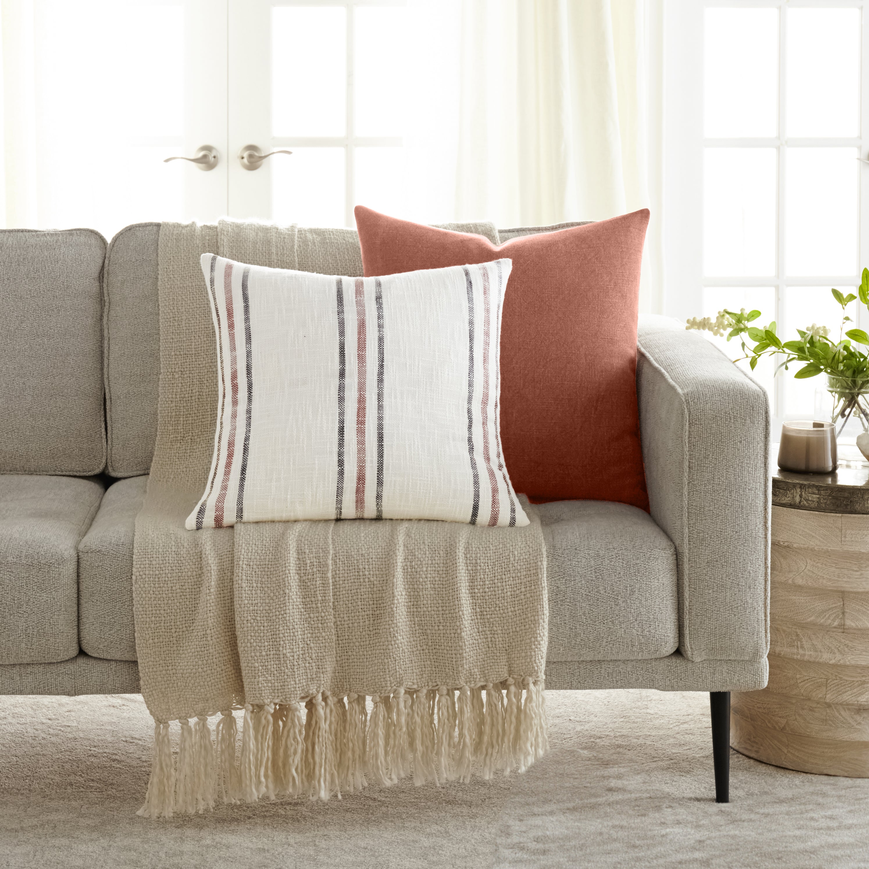 Stone Washed and Distressed Cotton Decor Throw Pillow Cover