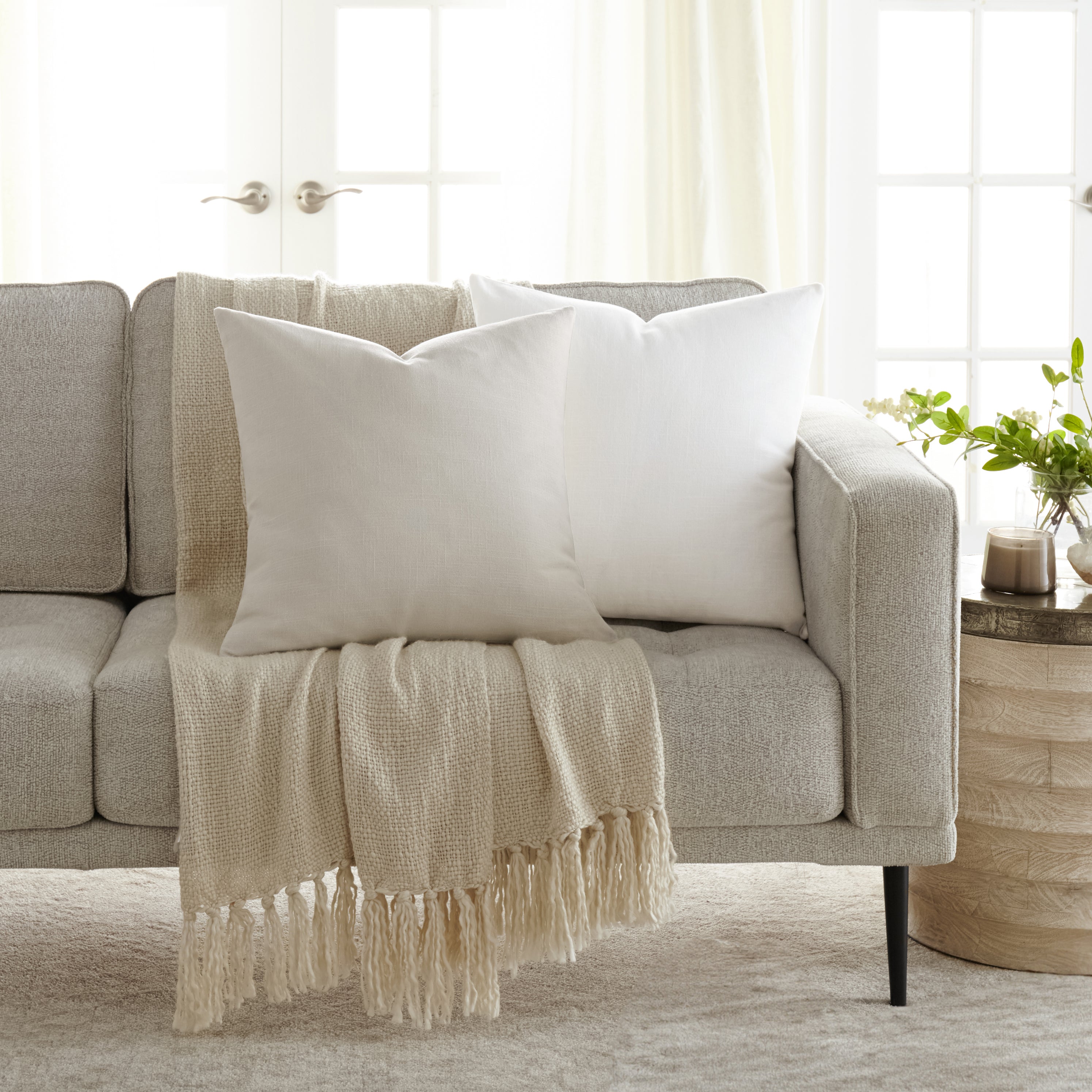 Stone Washed and Distressed Cotton Decor Throw Pillow Cover