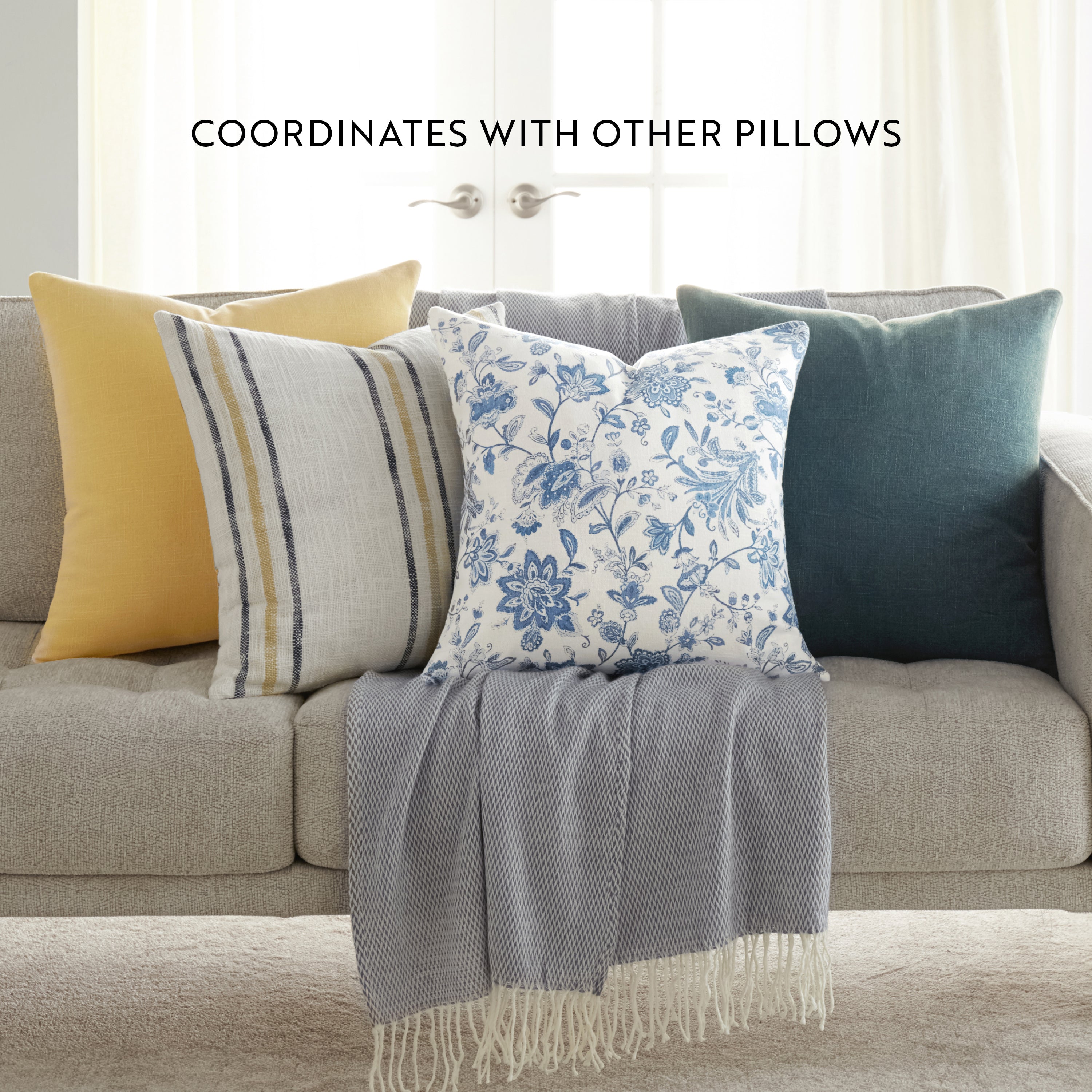 Framed Stripe Yarn-Dyed Cotton Decor Throw Pillow Cover