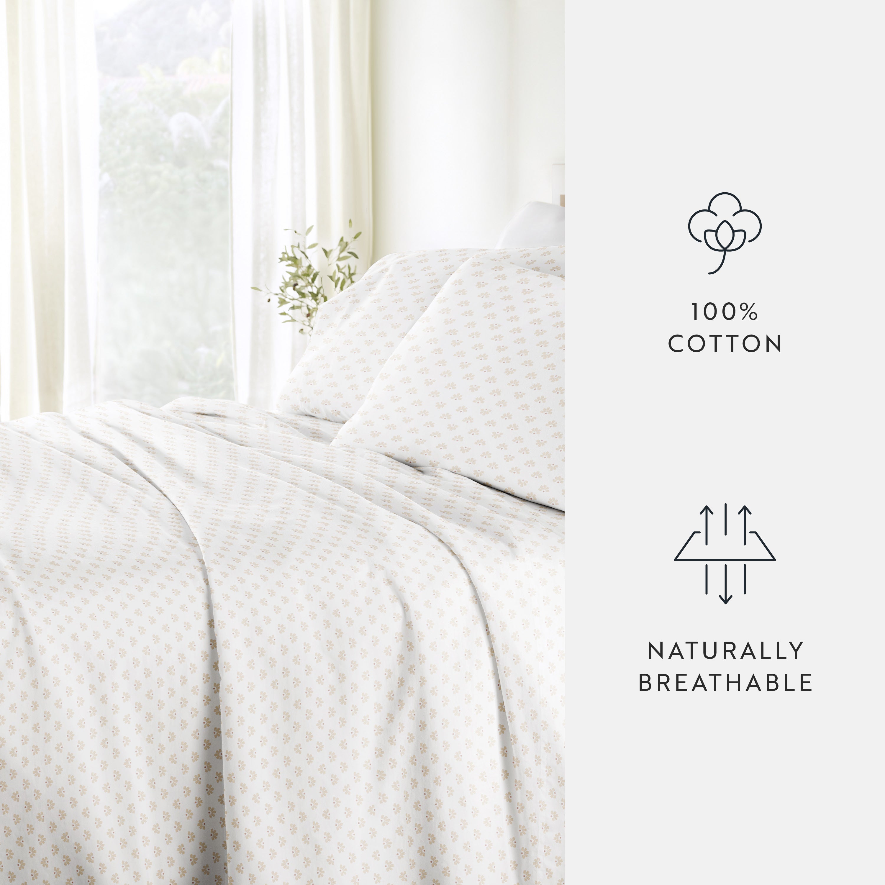Moon Daisies 100% Cotton Long Staple Sheet Set