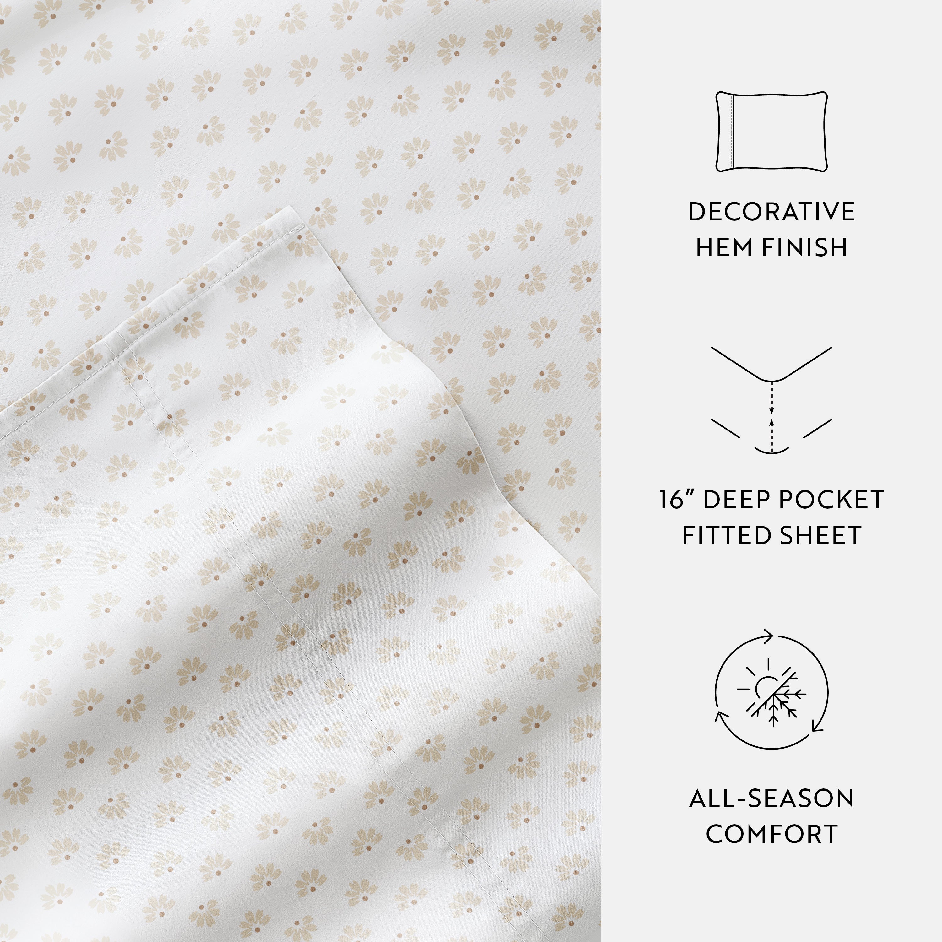 Moon Daisies 100% Cotton Long Staple Sheet Set
