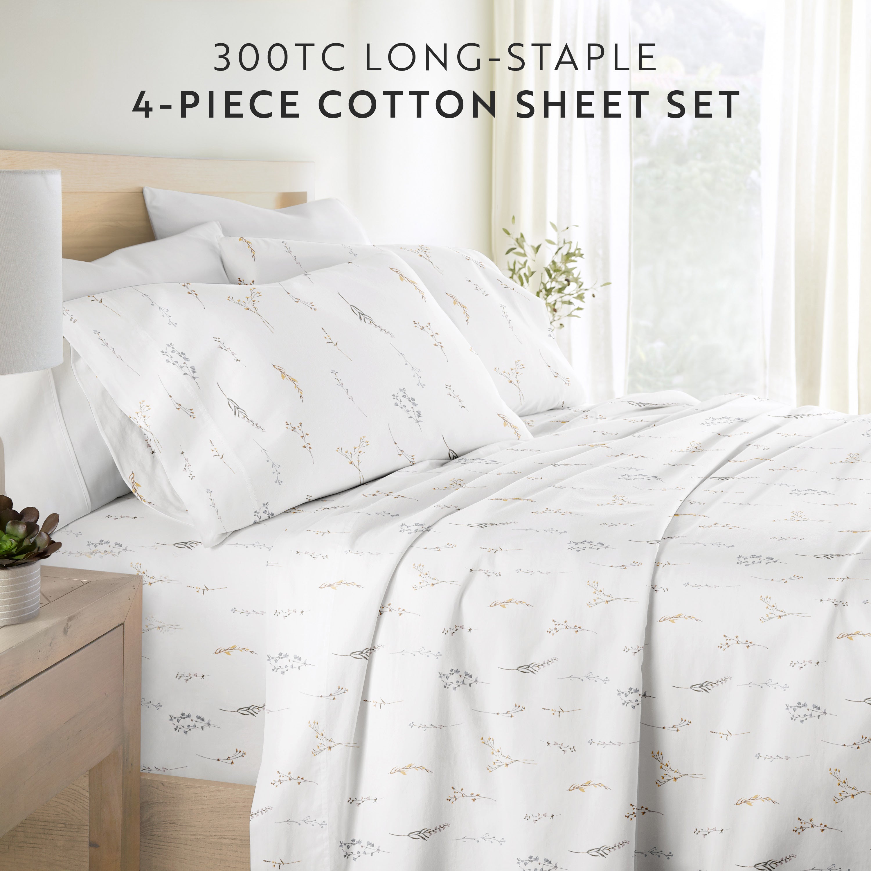 Wild Garden 100% Cotton Long Staple Sheet Set