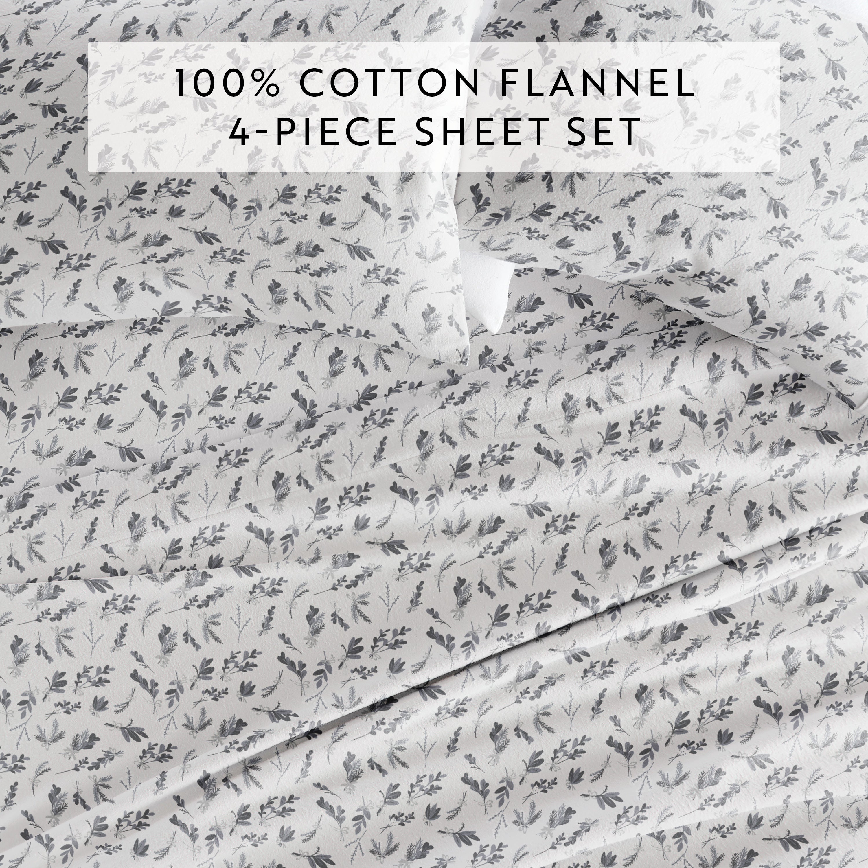 Botanical 4-Piece 100% Cotton Flannel Sheet Set