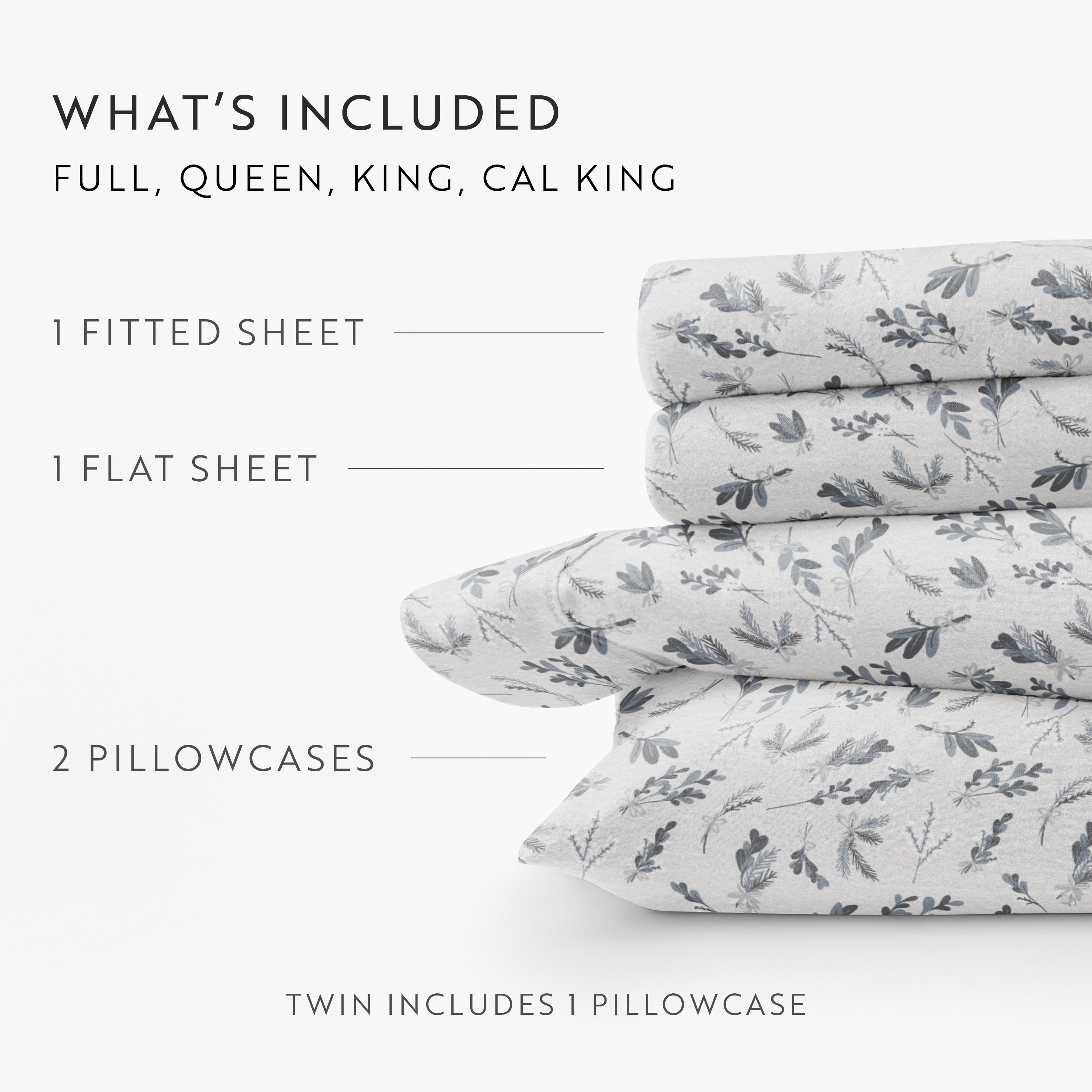 Botanical 4-Piece 100% Cotton Flannel Sheet Set