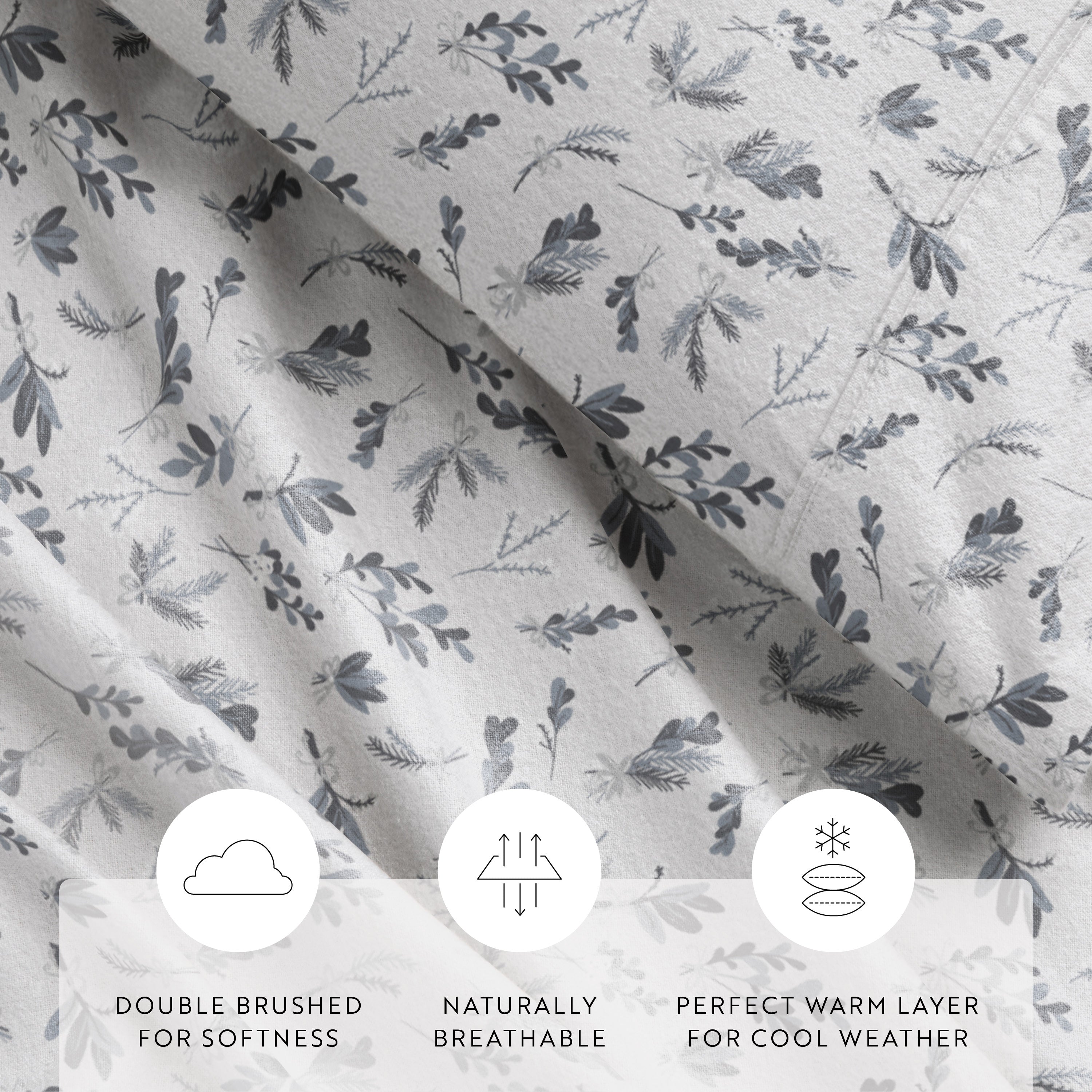 Botanical 4-Piece 100% Cotton Flannel Sheet Set