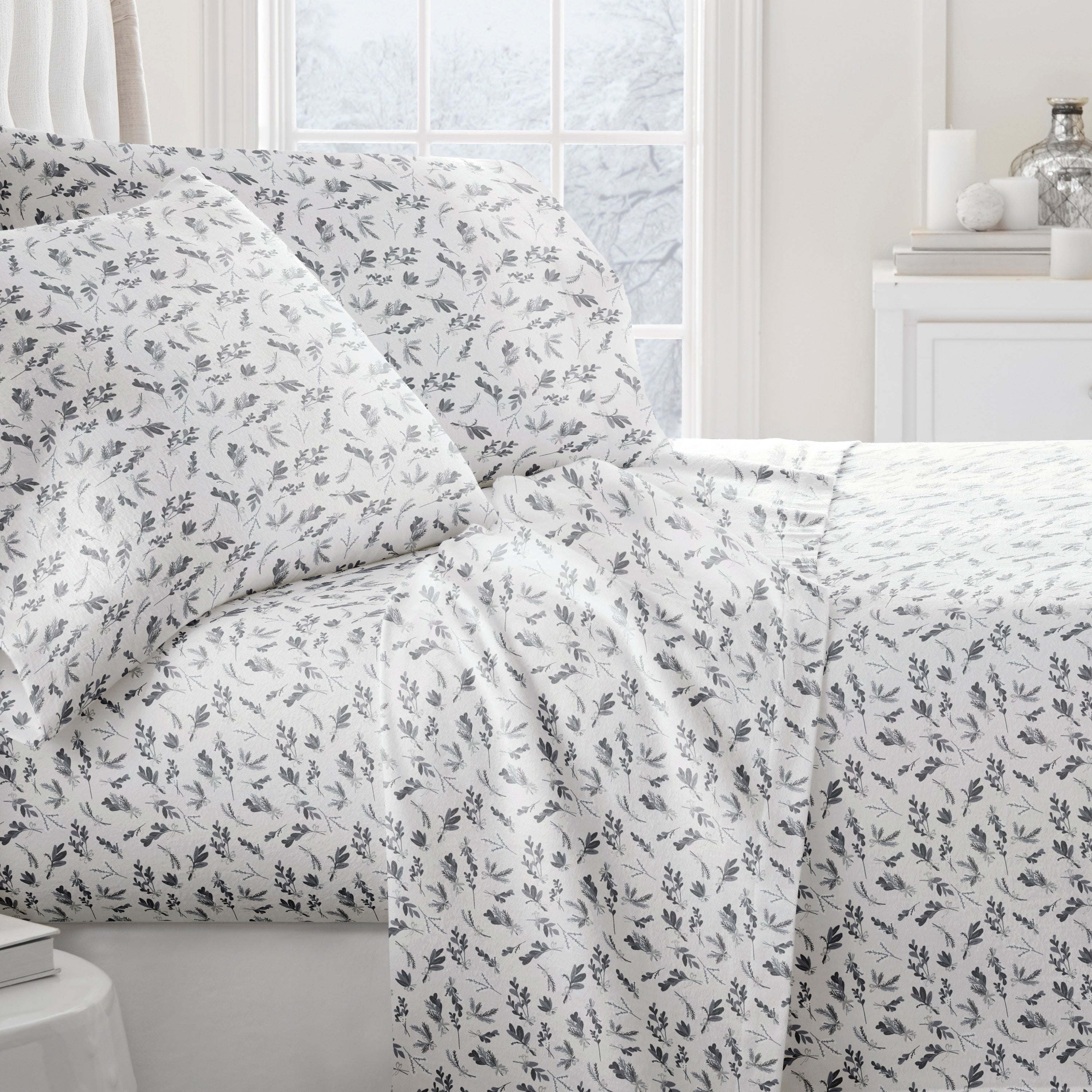Botanical 4-Piece 100% Cotton Flannel Sheet Set