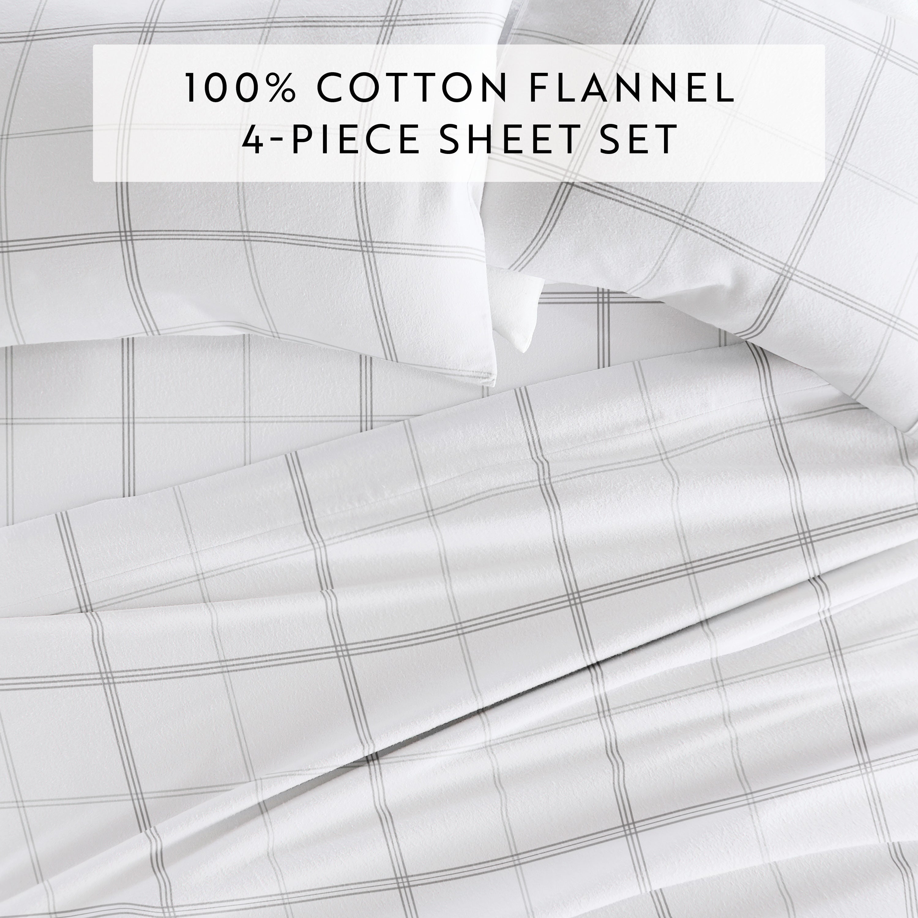 Checkered 4-Piece 100% Cotton Flannel Sheet Set
