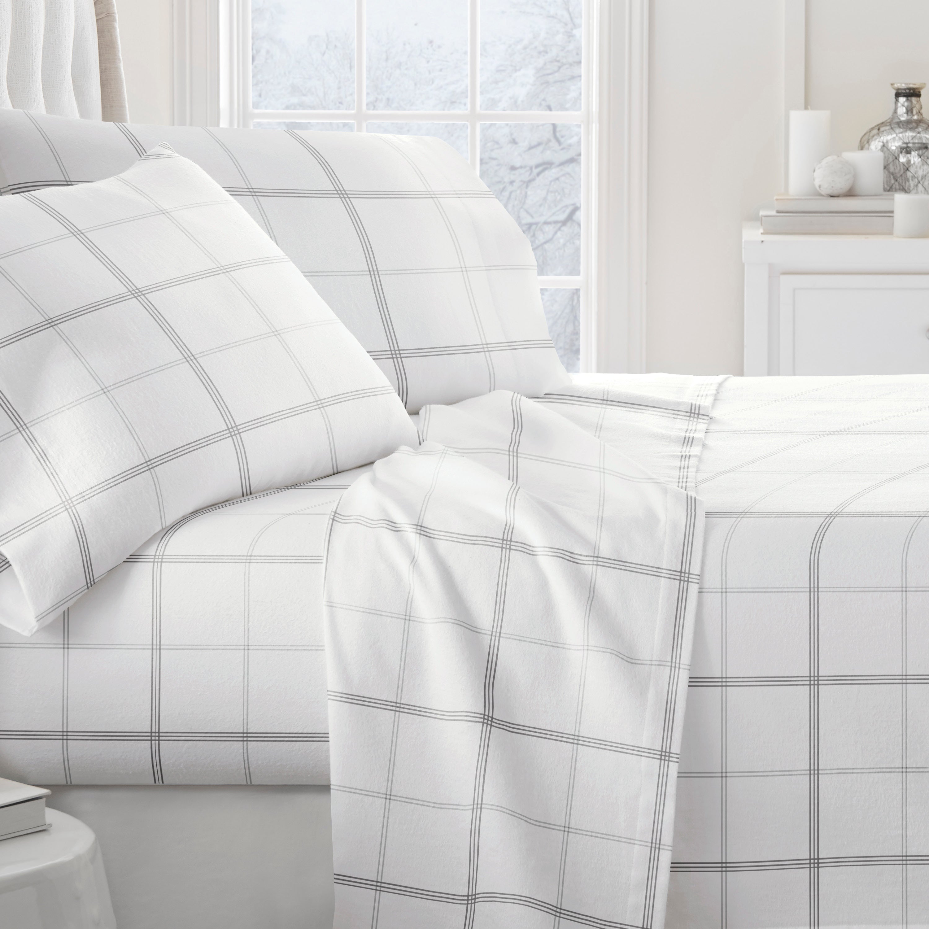 Checkered 4-Piece 100% Cotton Flannel Sheet Set