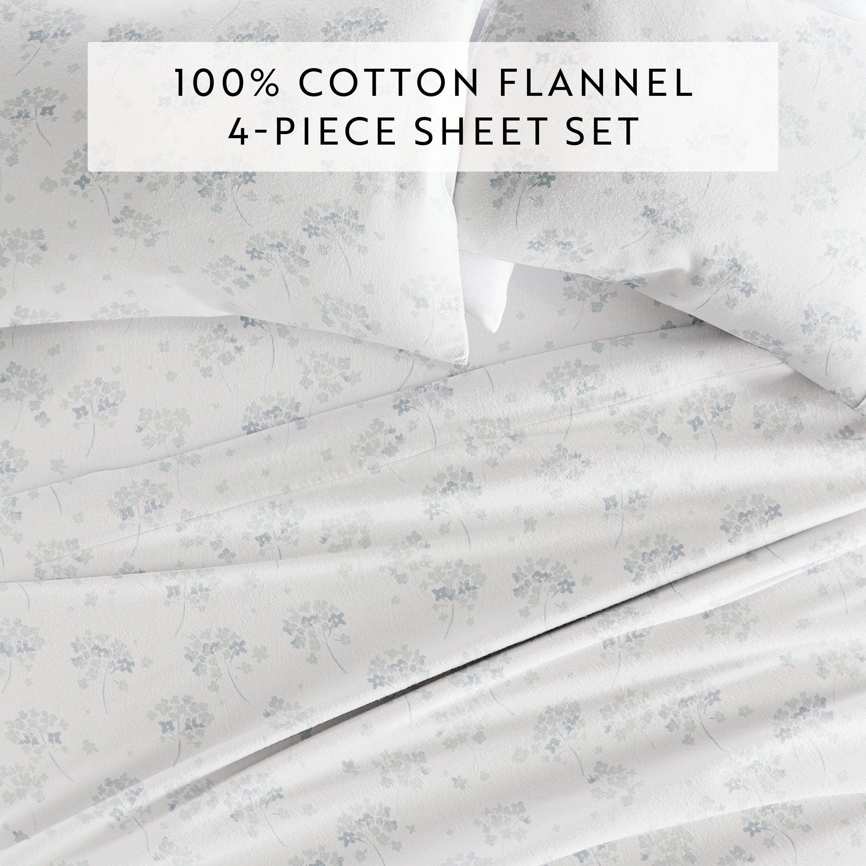 Flower Bunch 4-Piece 100% Cotton Flannel Sheet Set
