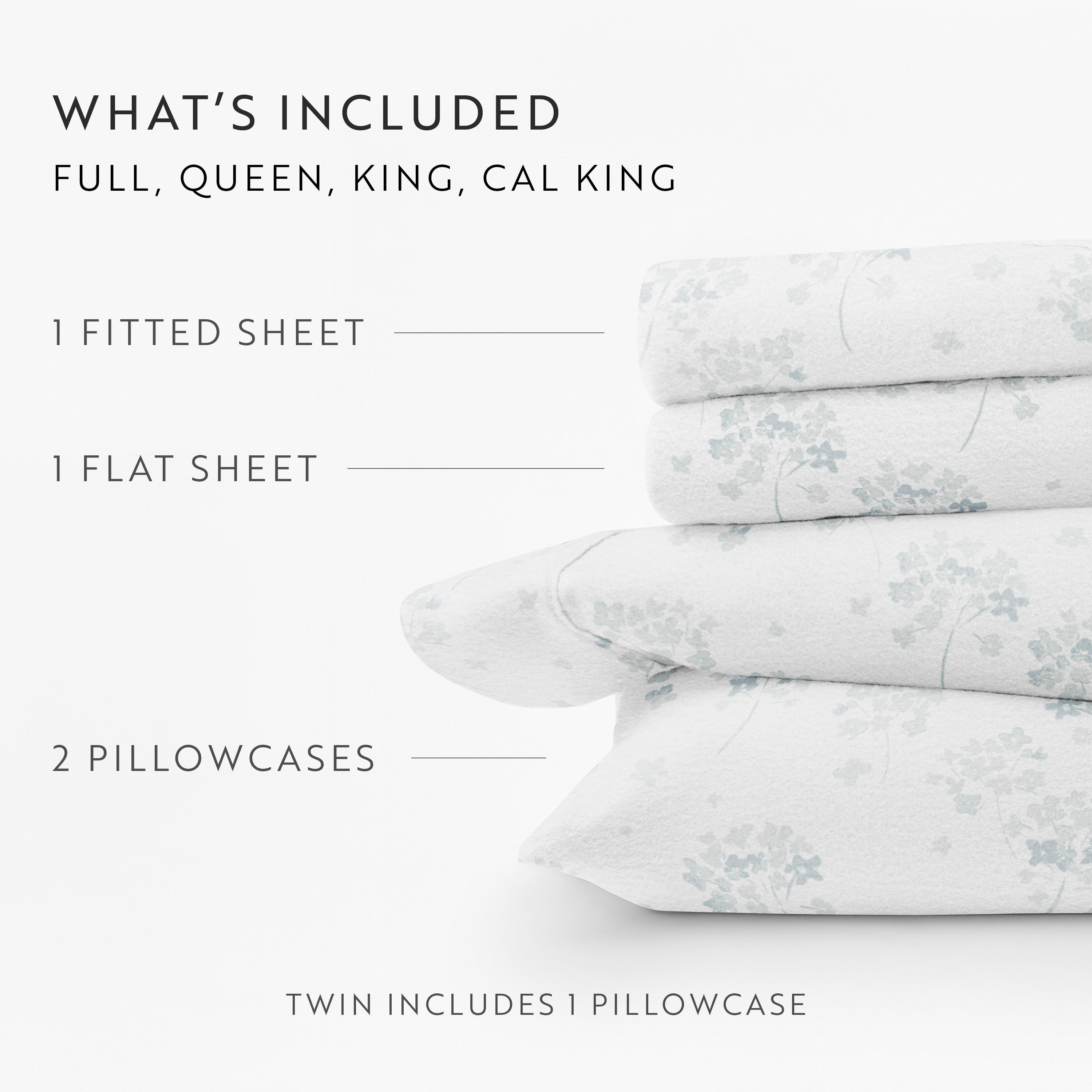 Flower Bunch 4-Piece 100% Cotton Flannel Sheet Set