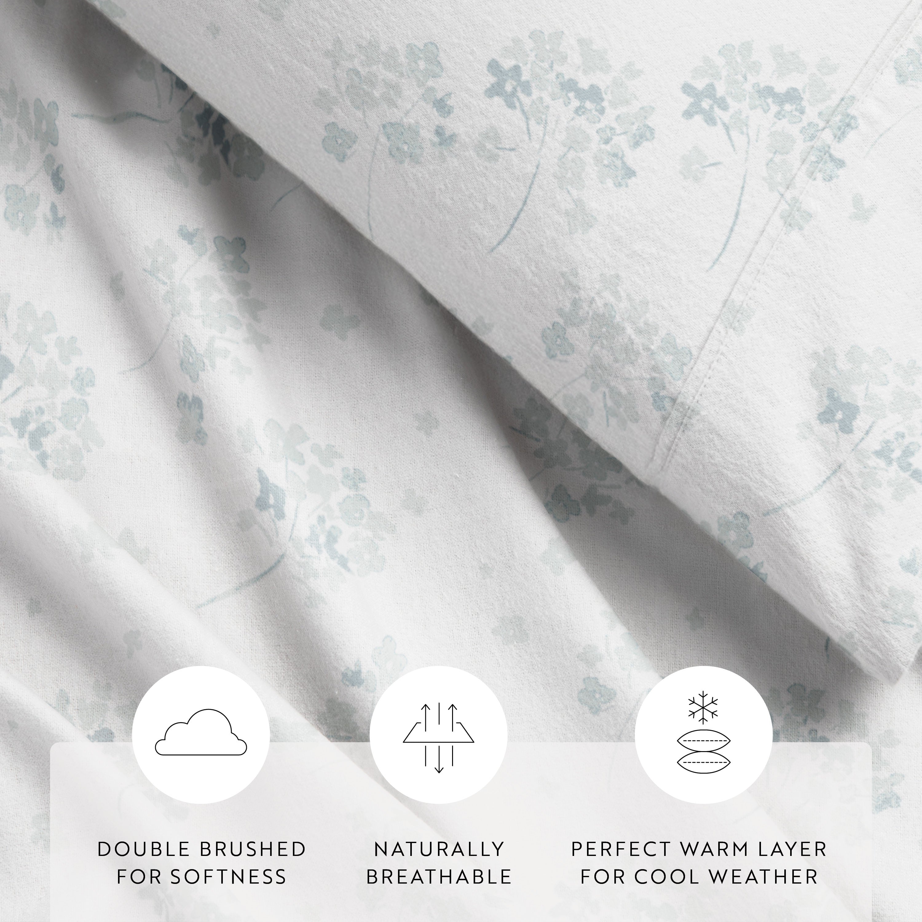 Flower Bunch 4-Piece 100% Cotton Flannel Sheet Set