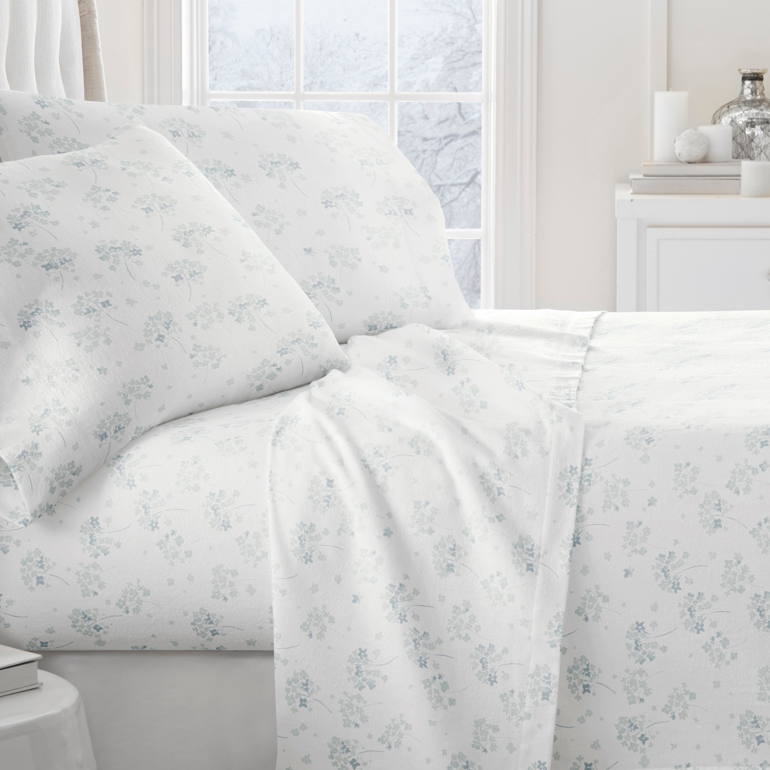 Flower Bunch 4-Piece 100% Cotton Flannel Sheet Set