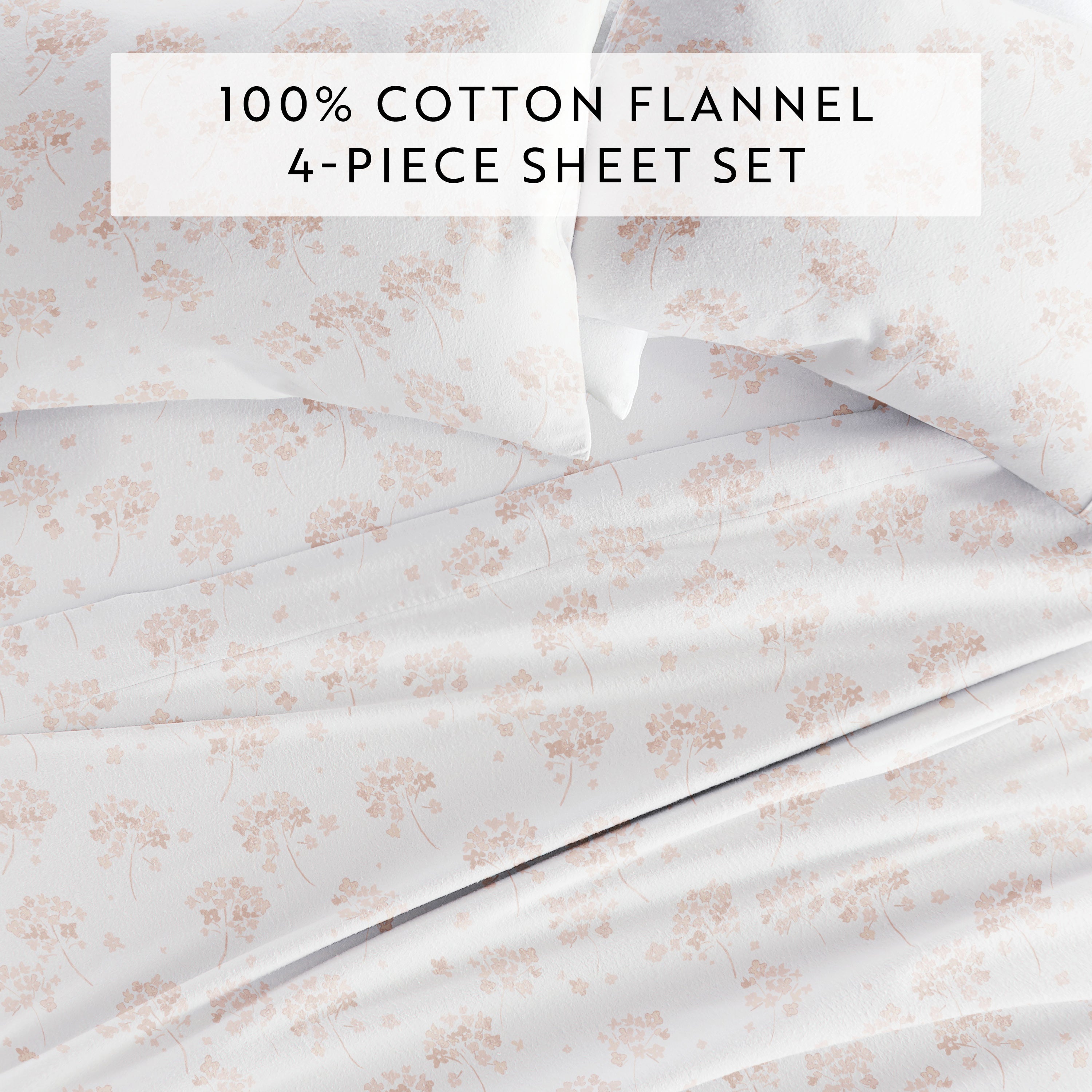 Flower Bunch 4-Piece 100% Cotton Flannel Sheet Set