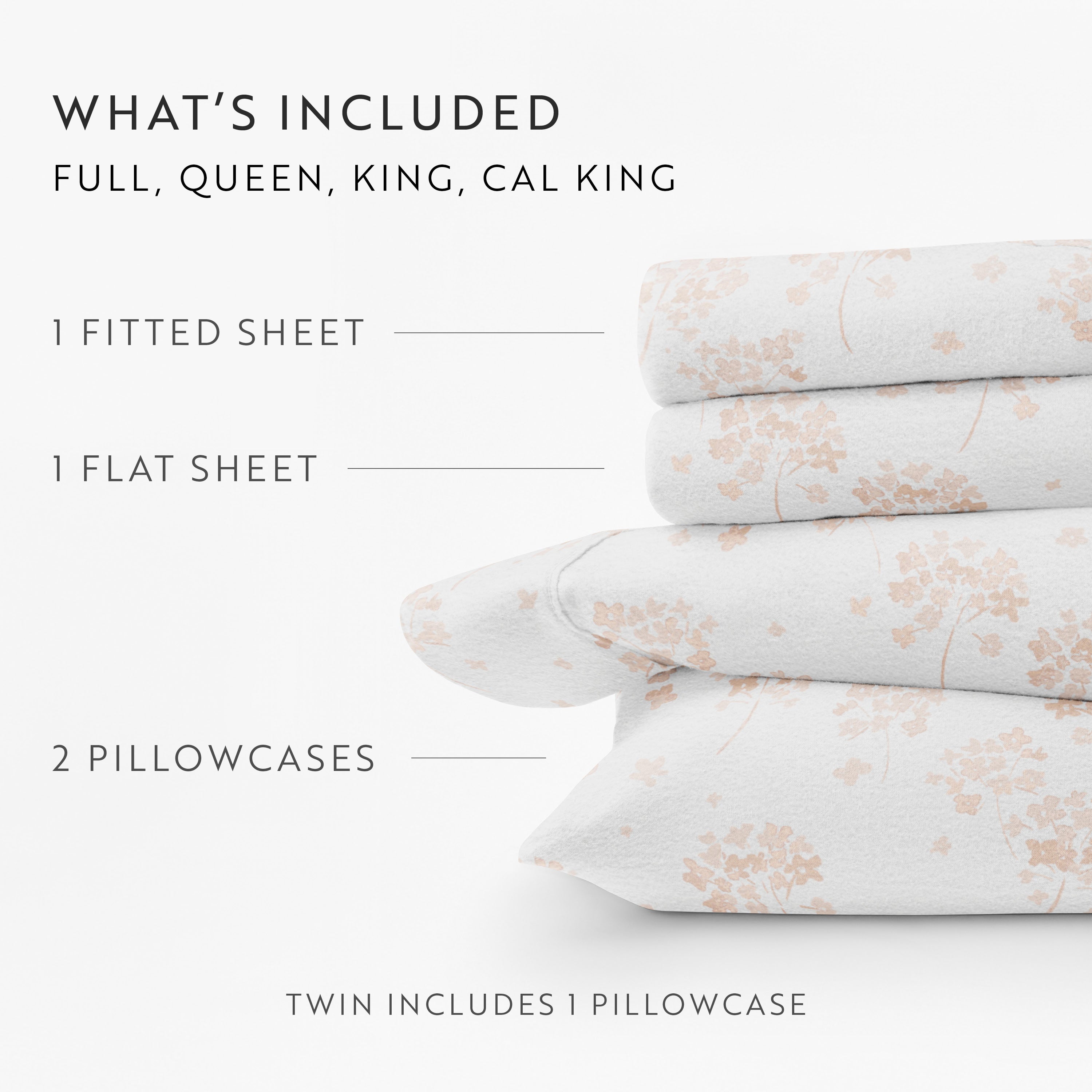 Flower Bunch 4-Piece 100% Cotton Flannel Sheet Set