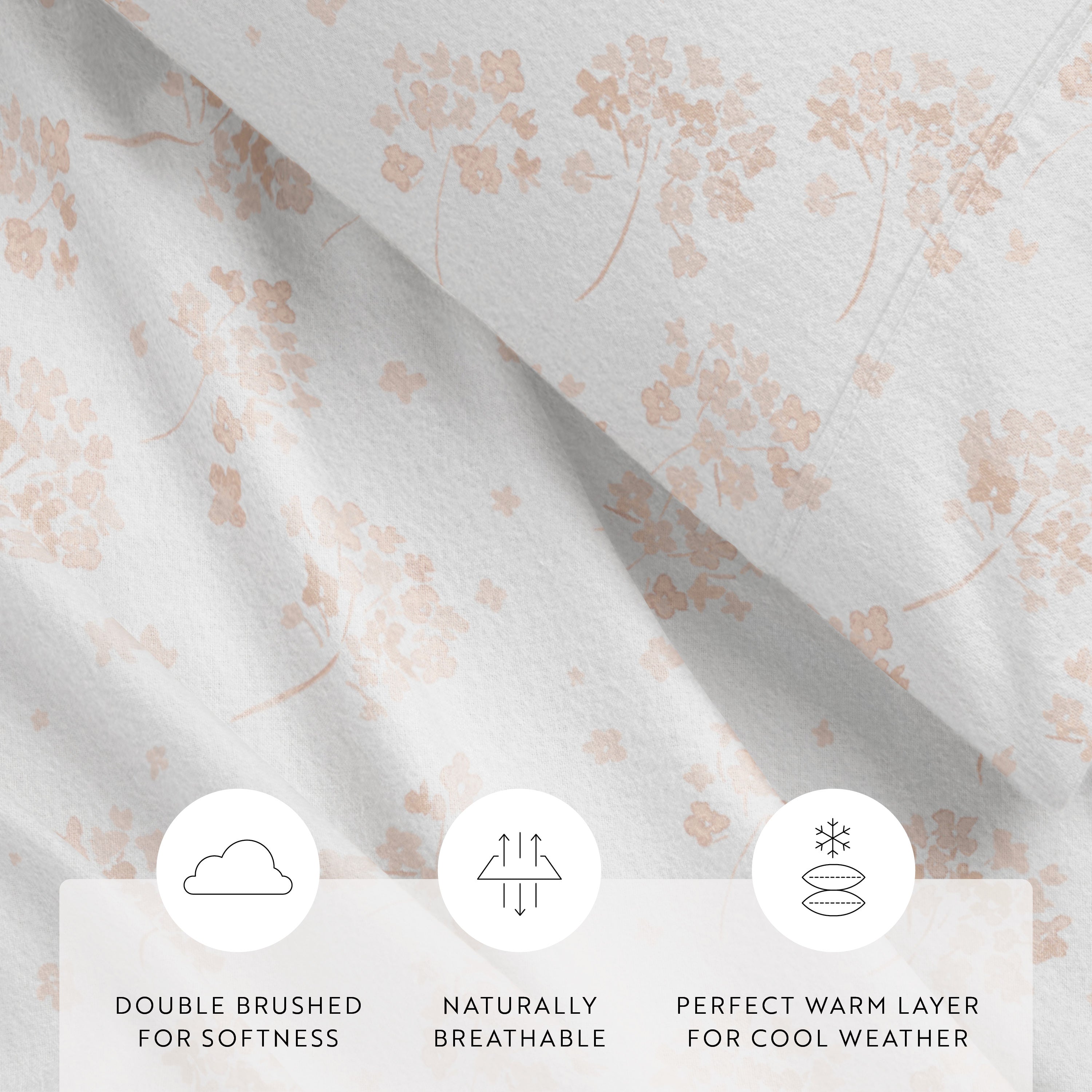 Flower Bunch 4-Piece 100% Cotton Flannel Sheet Set