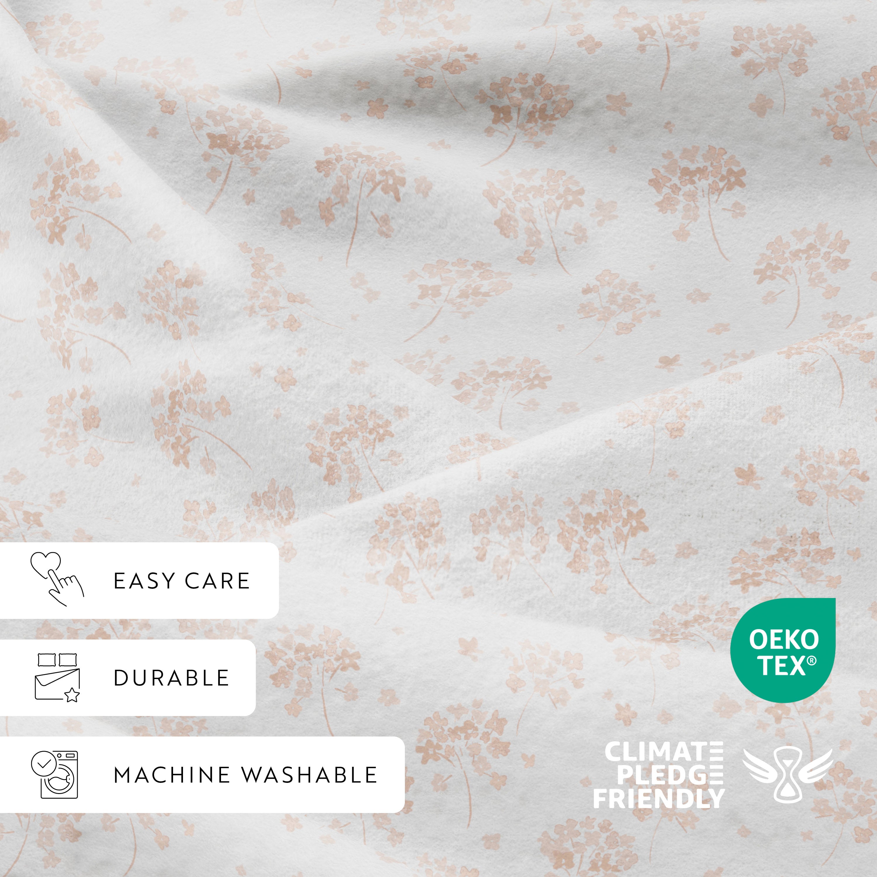 Flower Bunch 4-Piece 100% Cotton Flannel Sheet Set