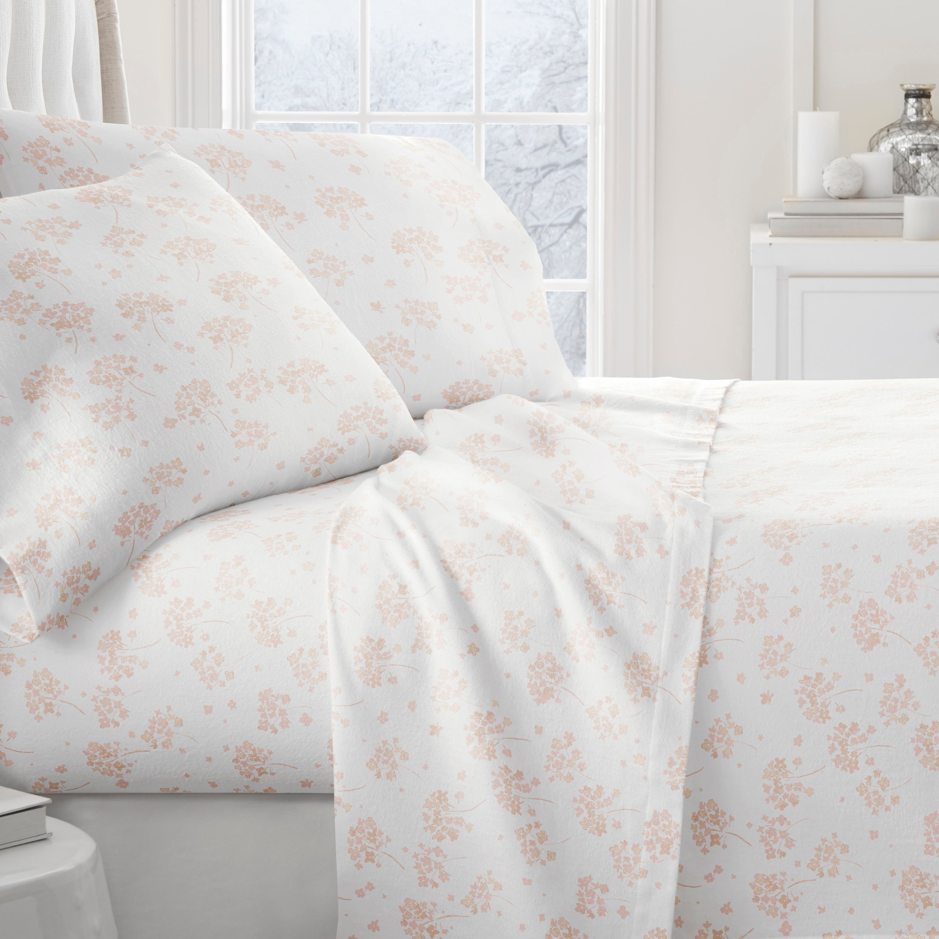 Flower Bunch 4-Piece 100% Cotton Flannel Sheet Set