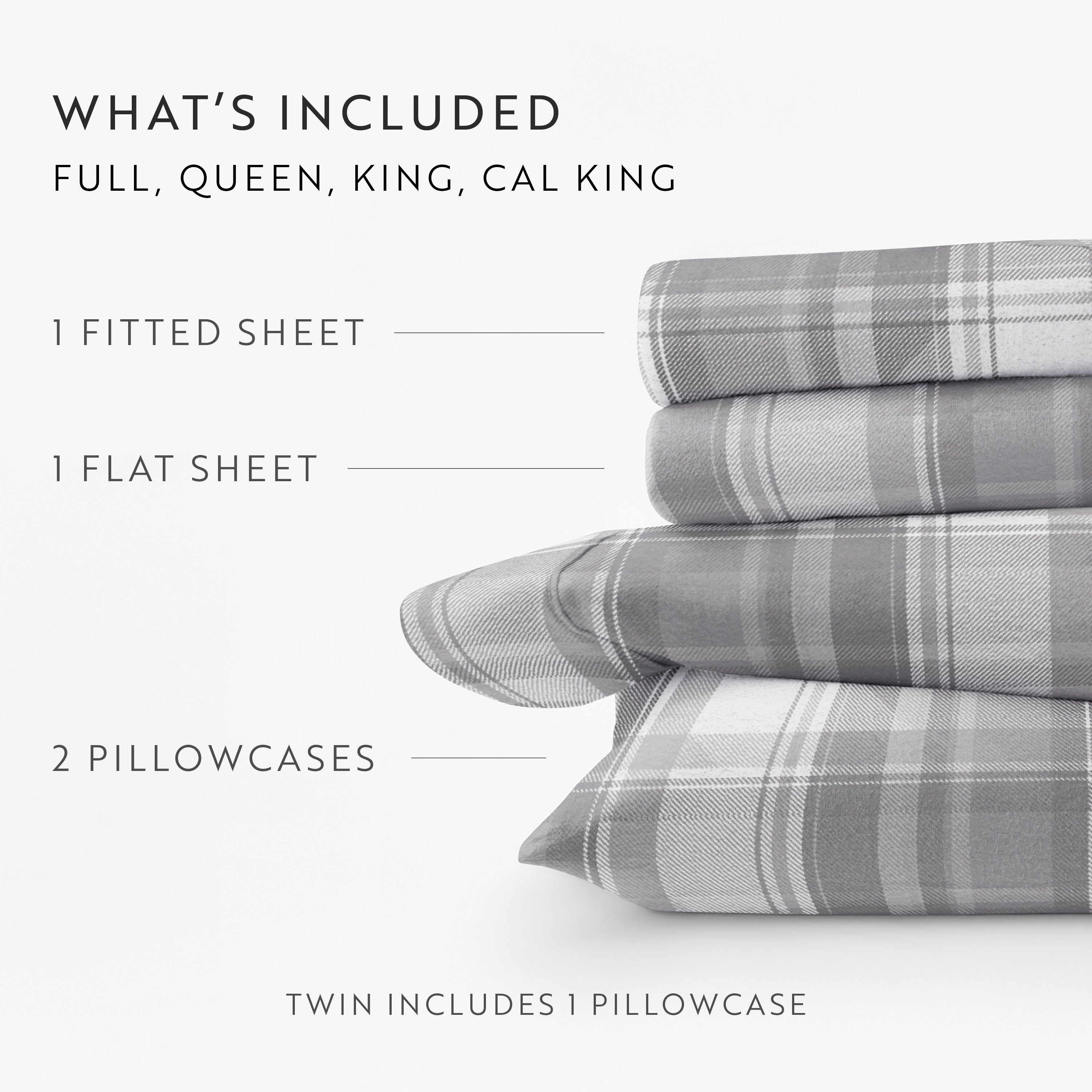 Plaid 4-Piece 100% Cotton Flannel Sheet Set