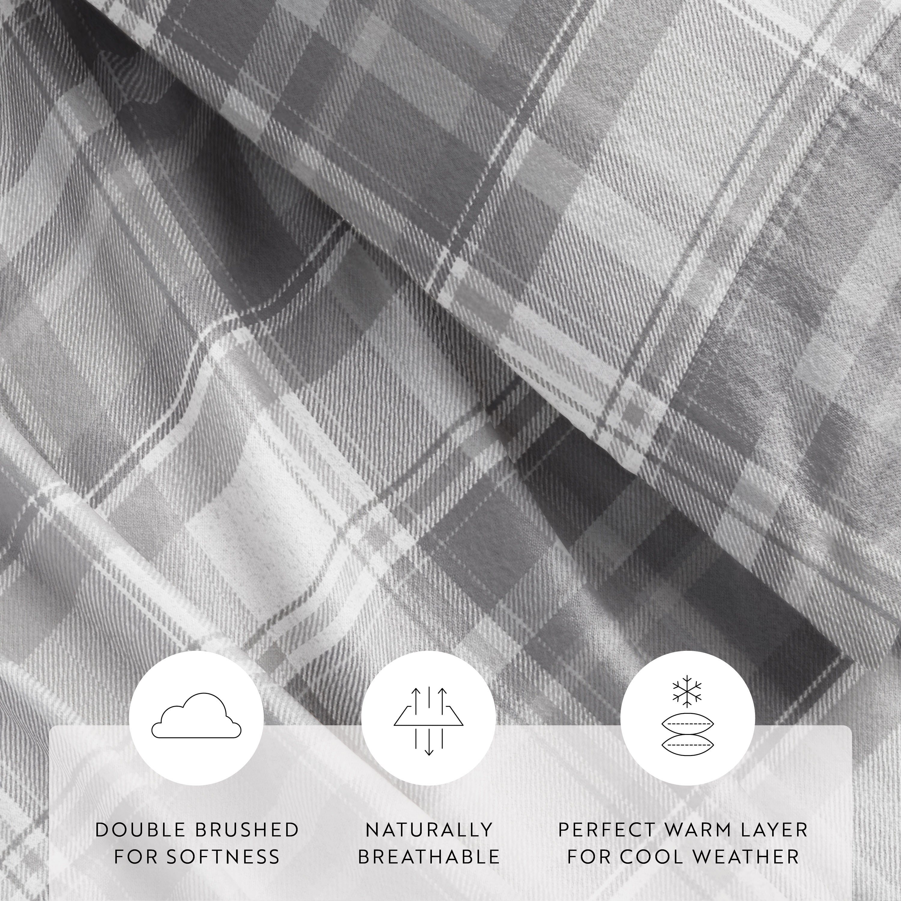 Plaid 4-Piece 100% Cotton Flannel Sheet Set