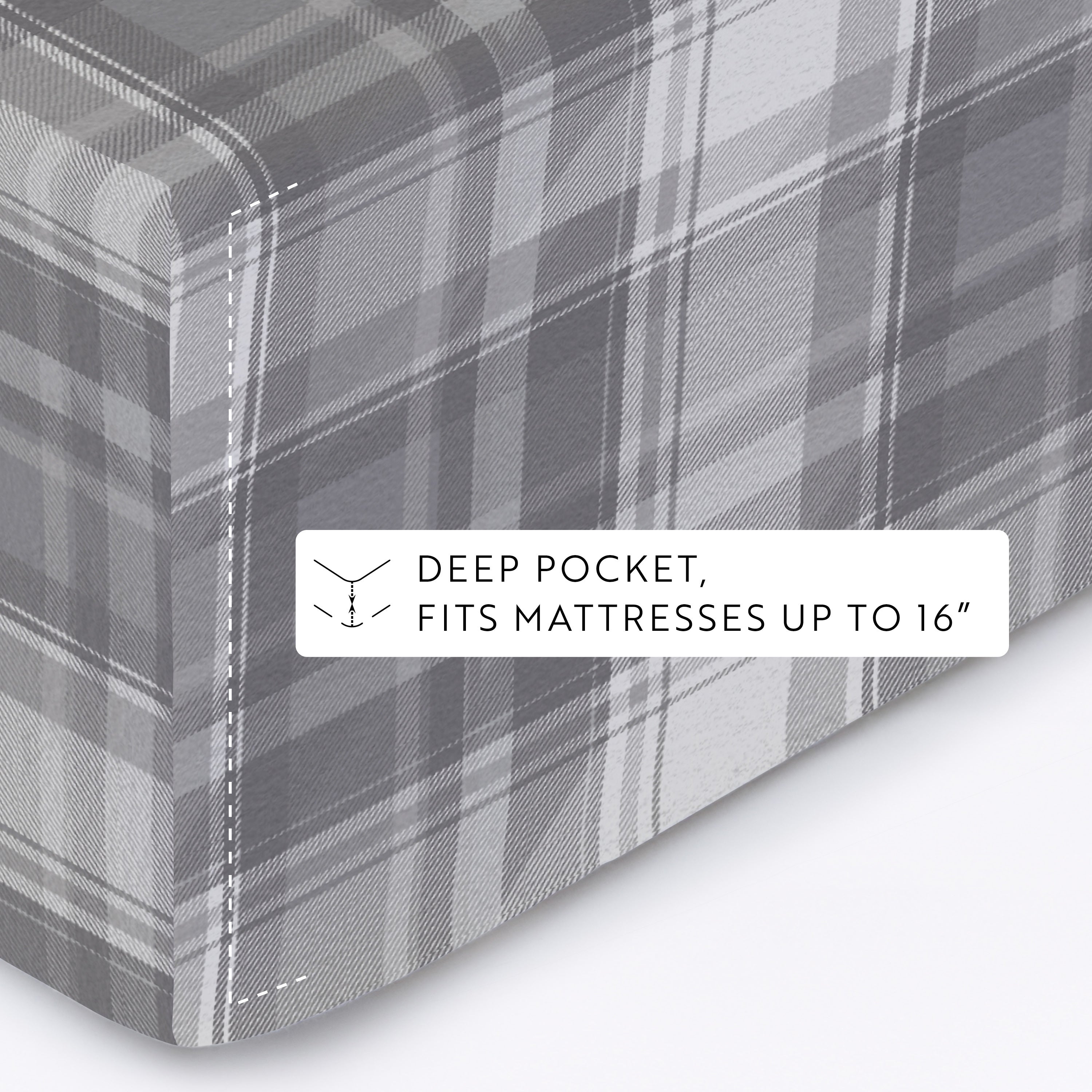 Plaid 4-Piece 100% Cotton Flannel Sheet Set