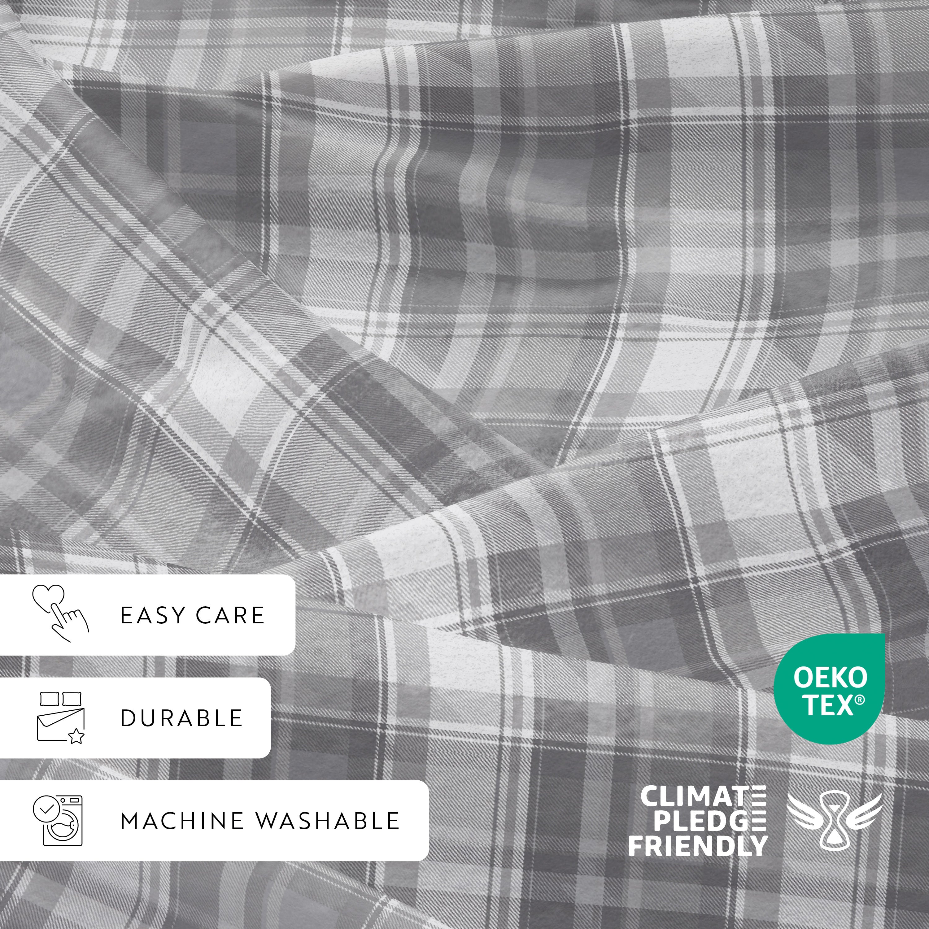 Plaid 4-Piece 100% Cotton Flannel Sheet Set
