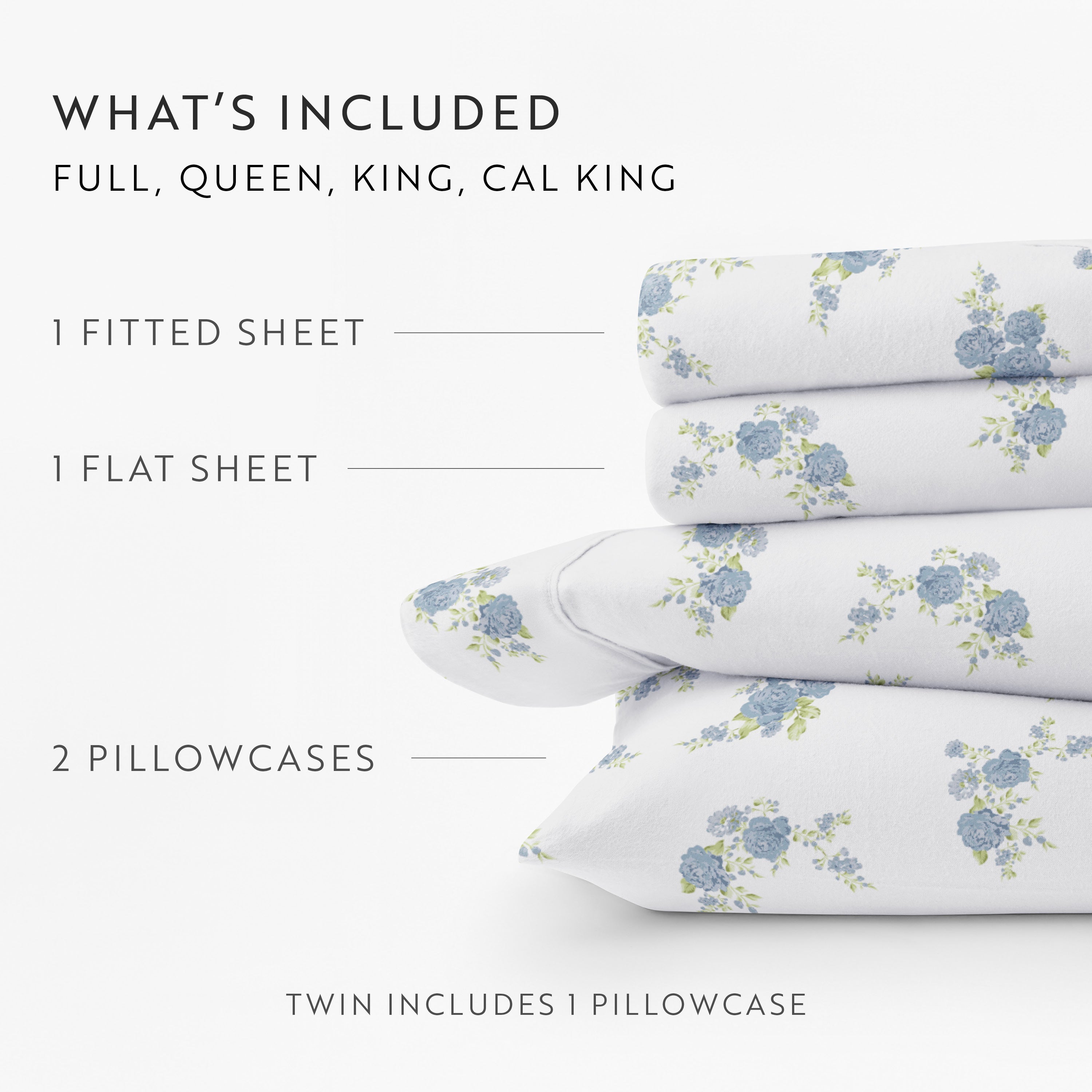 Rose Bunch 4-Piece 100% Cotton Flannel Sheet Set