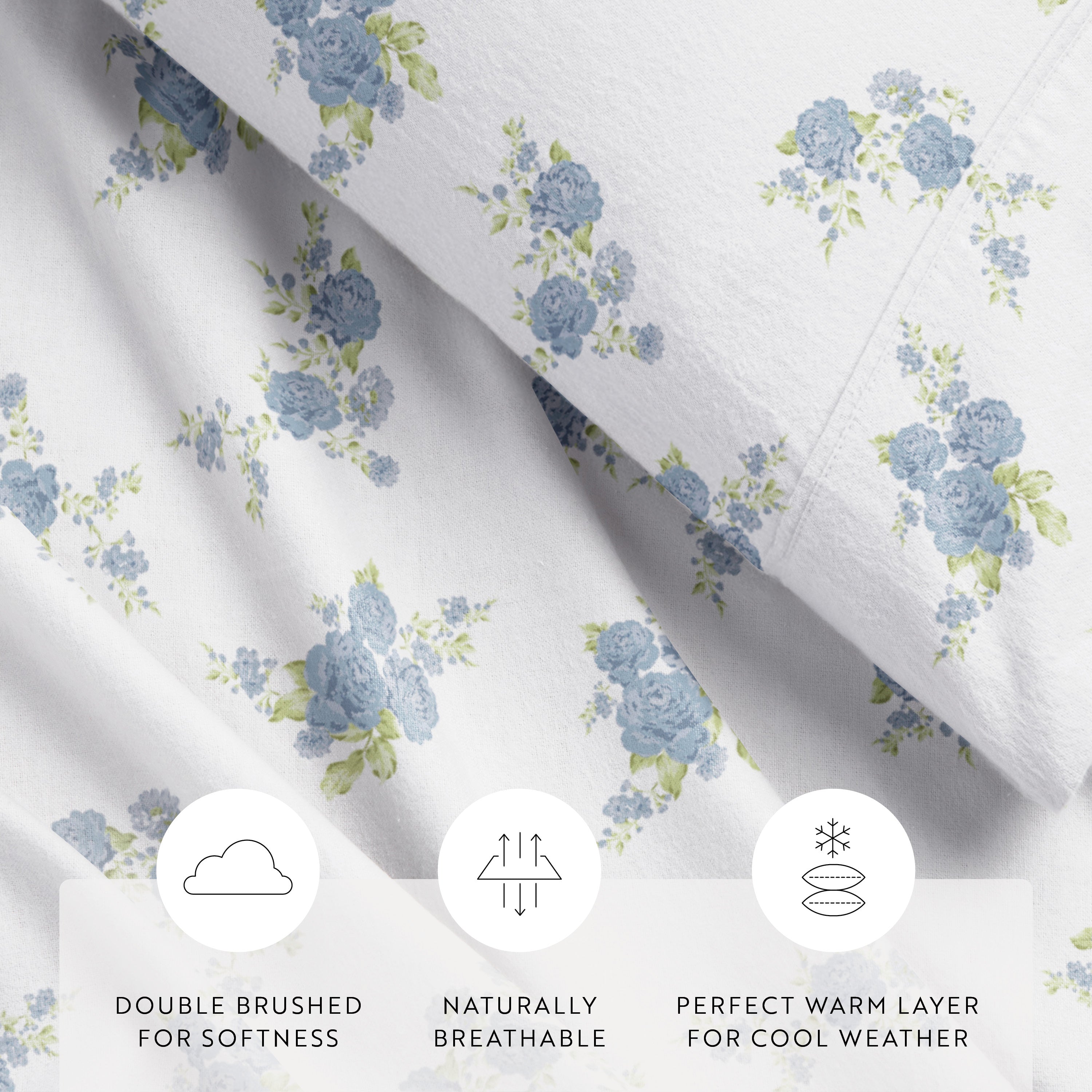 Rose Bunch 4-Piece 100% Cotton Flannel Sheet Set