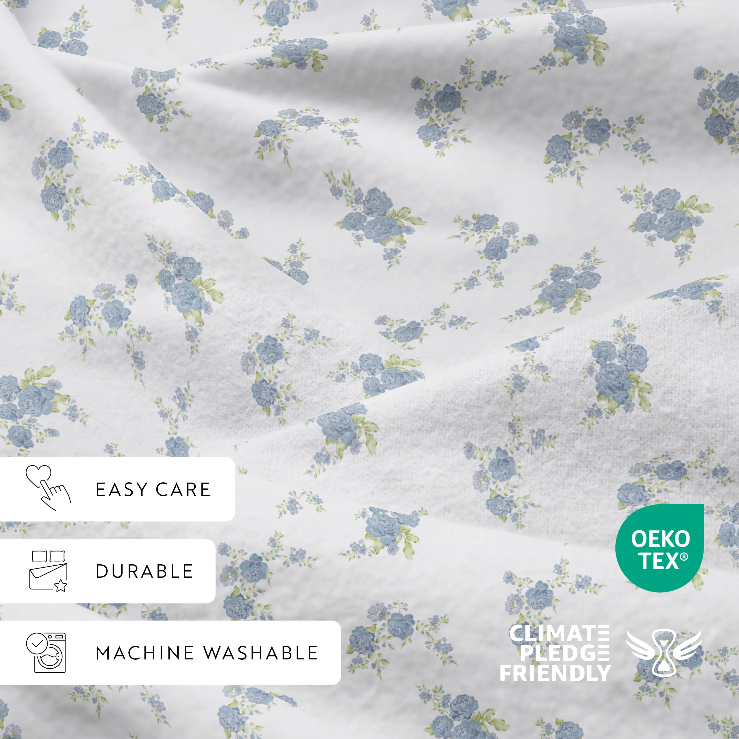 Rose Bunch 4-Piece 100% Cotton Flannel Sheet Set