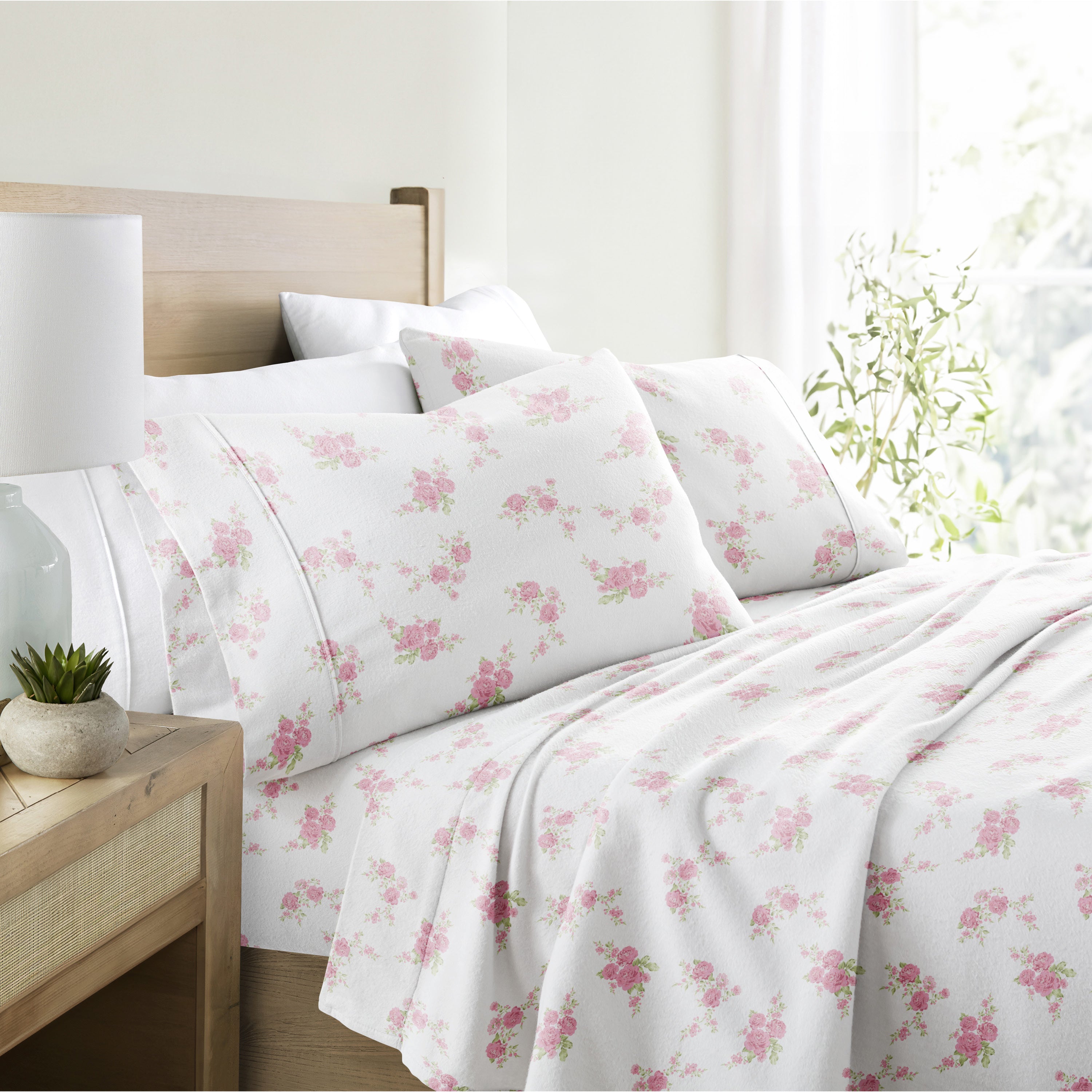 Rose Bunch 4-Piece 100% Cotton Flannel Sheet Set