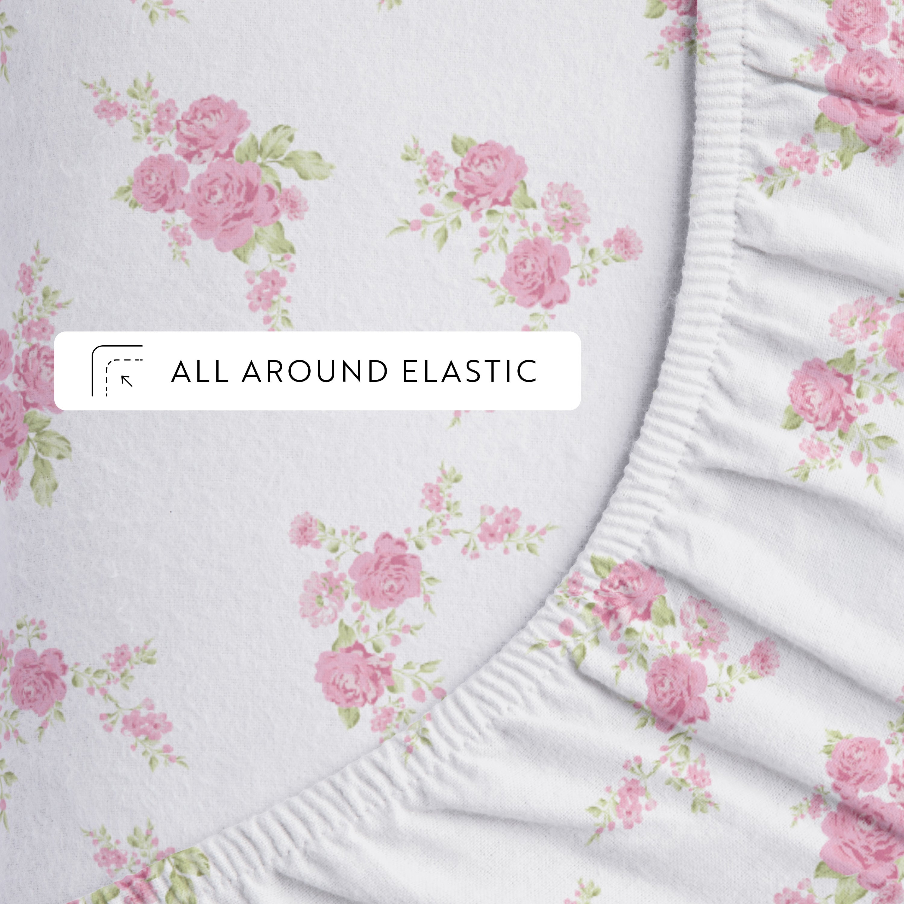 Rose Bunch 4-Piece 100% Cotton Flannel Sheet Set