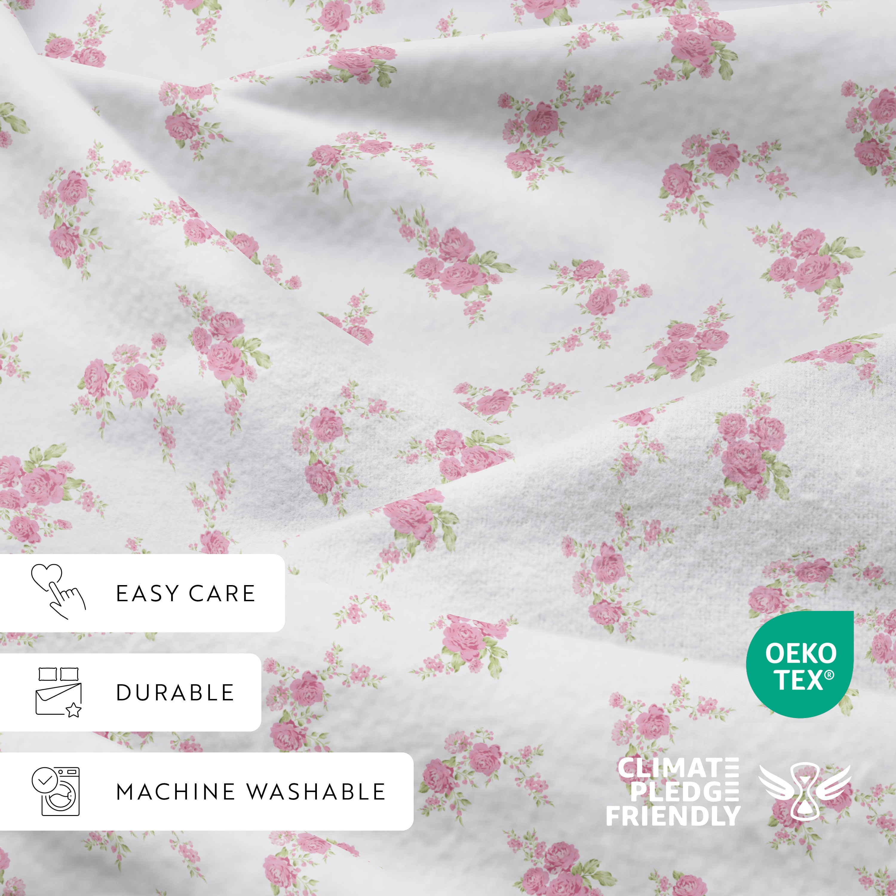 Rose Bunch 4-Piece 100% Cotton Flannel Sheet Set