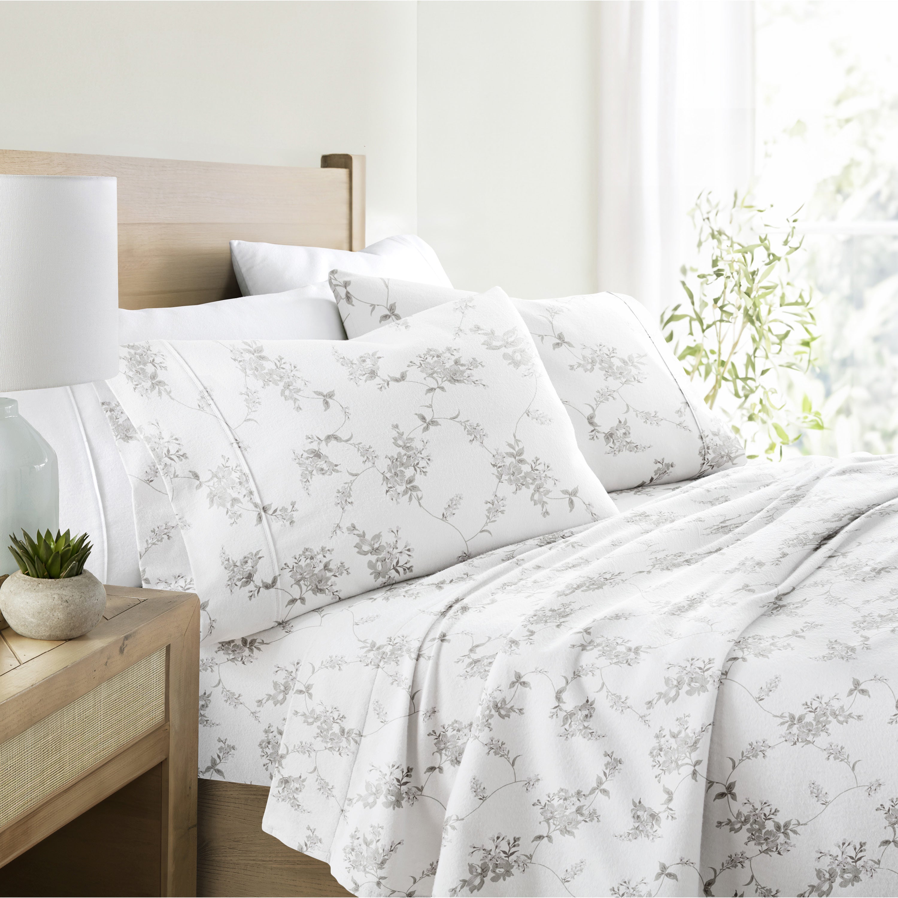 Sylvan Rose 4-Piece 100% Cotton Flannel Sheet Set