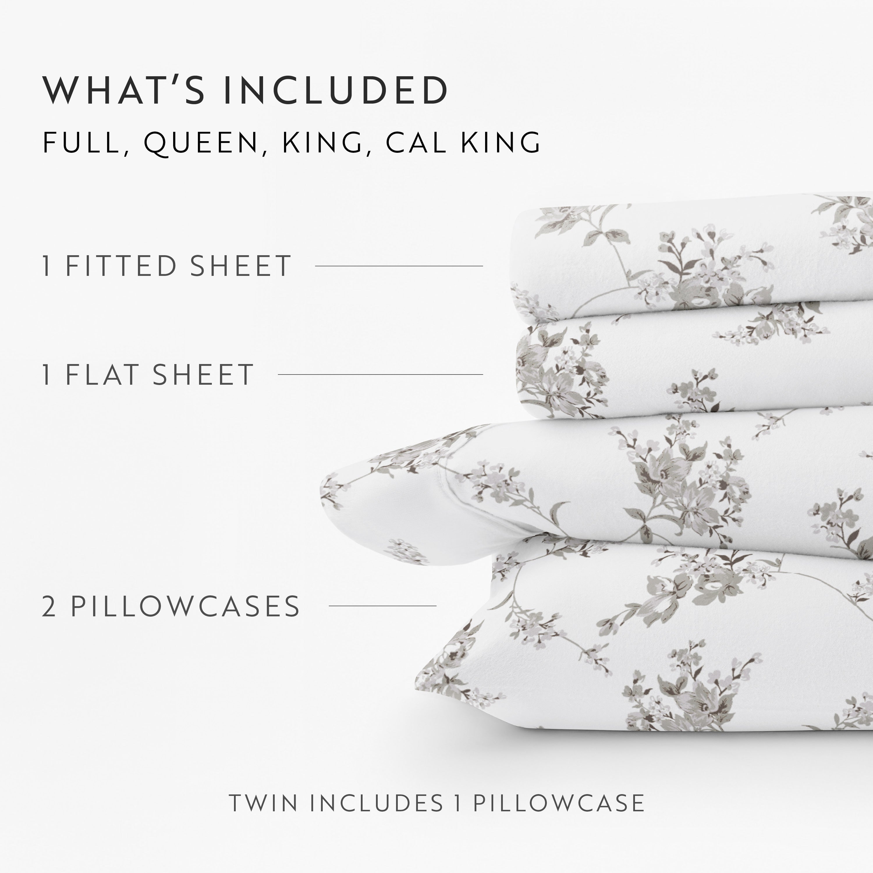 Sylvan Rose 4-Piece 100% Cotton Flannel Sheet Set