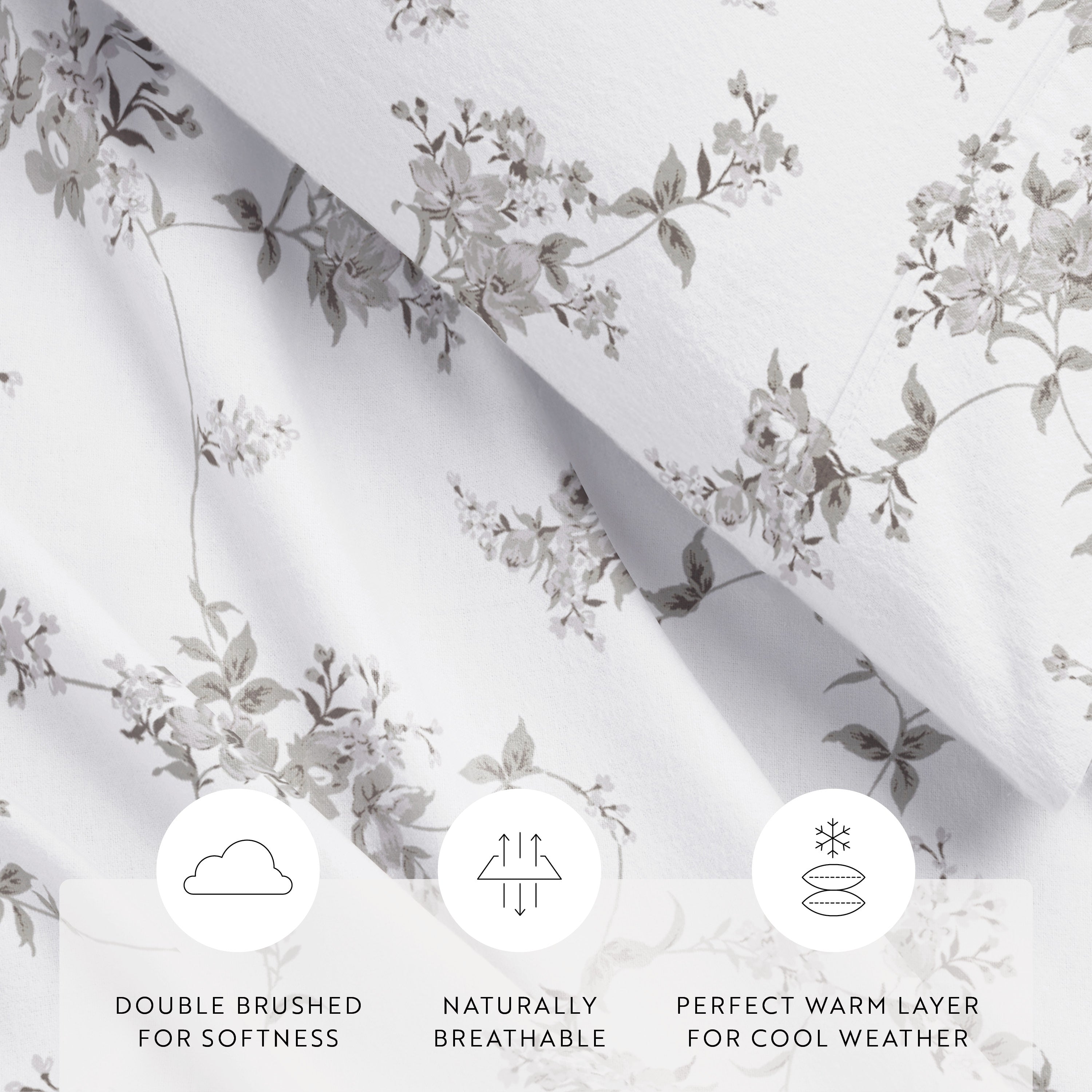 Sylvan Rose 4-Piece 100% Cotton Flannel Sheet Set
