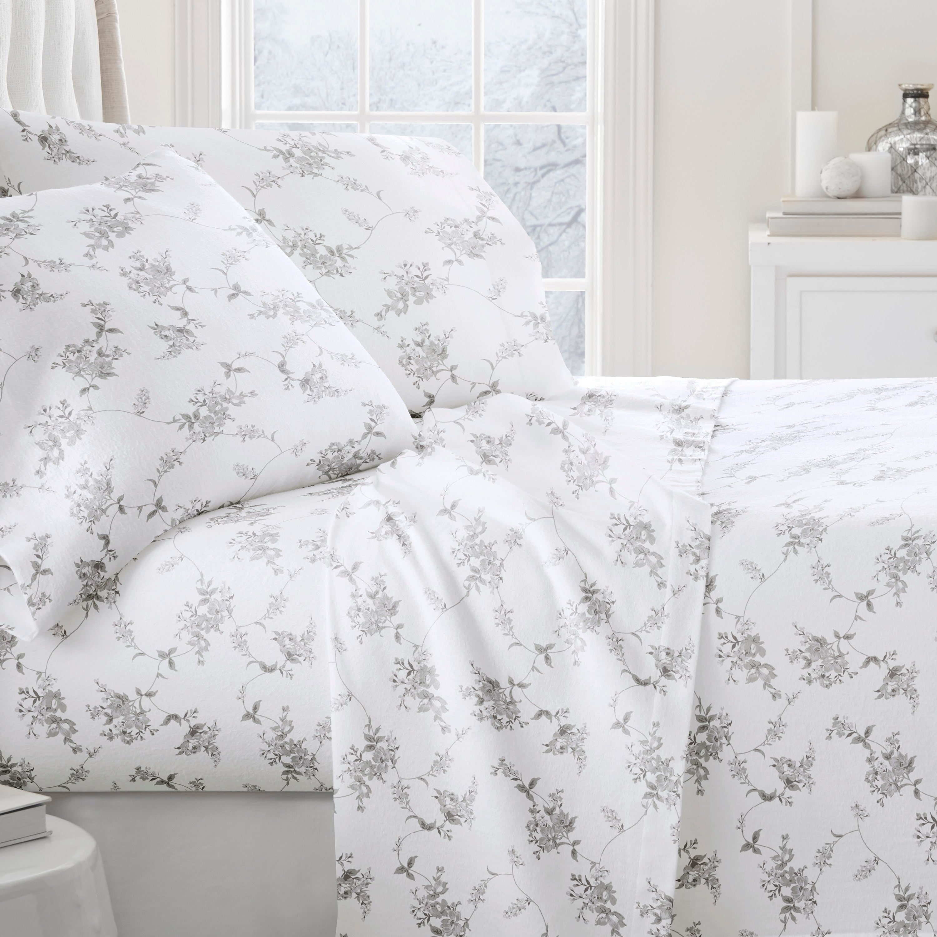 Sylvan Rose 4-Piece 100% Cotton Flannel Sheet Set