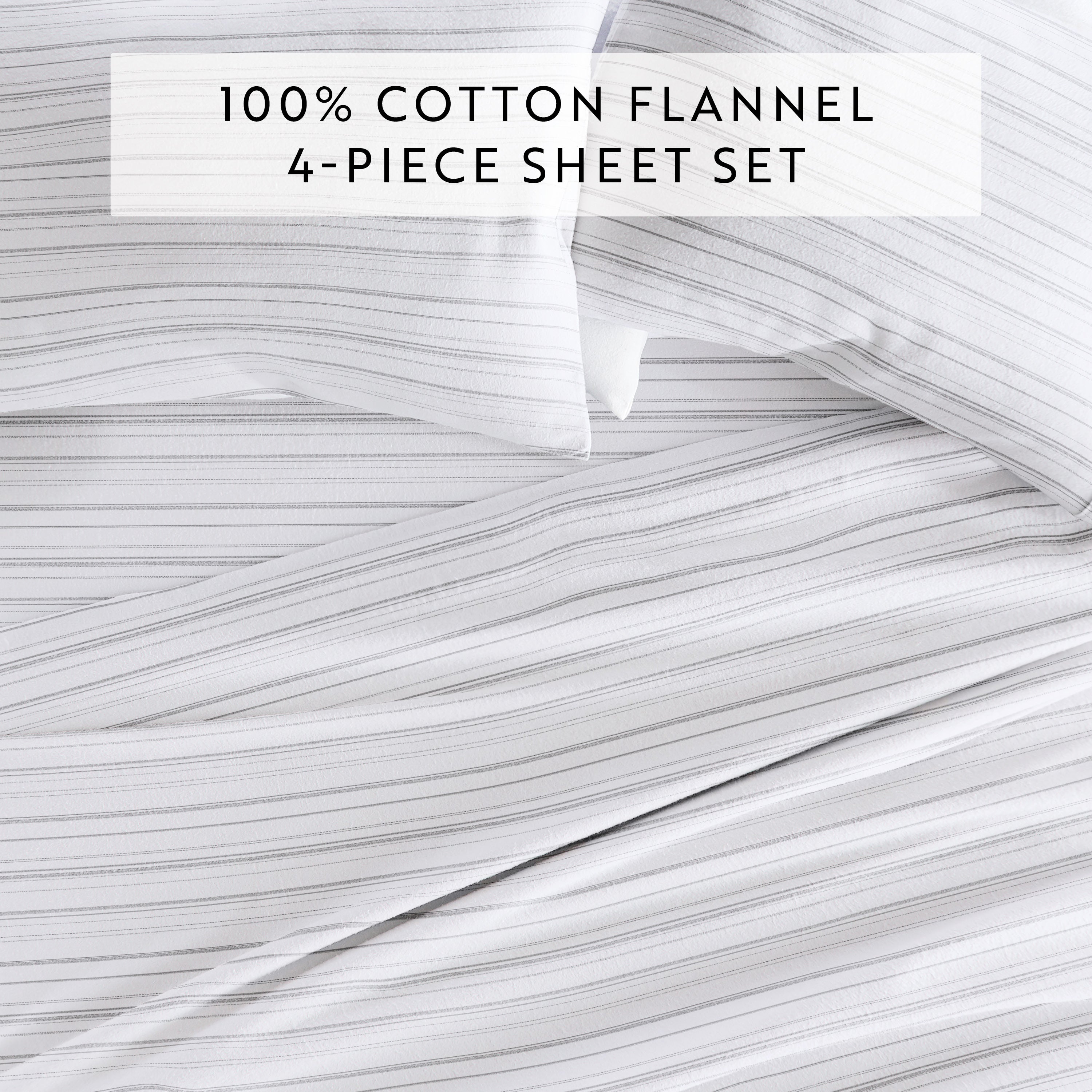 Weathered Stripes 4-Piece 100% Cotton Flannel Sheet Set