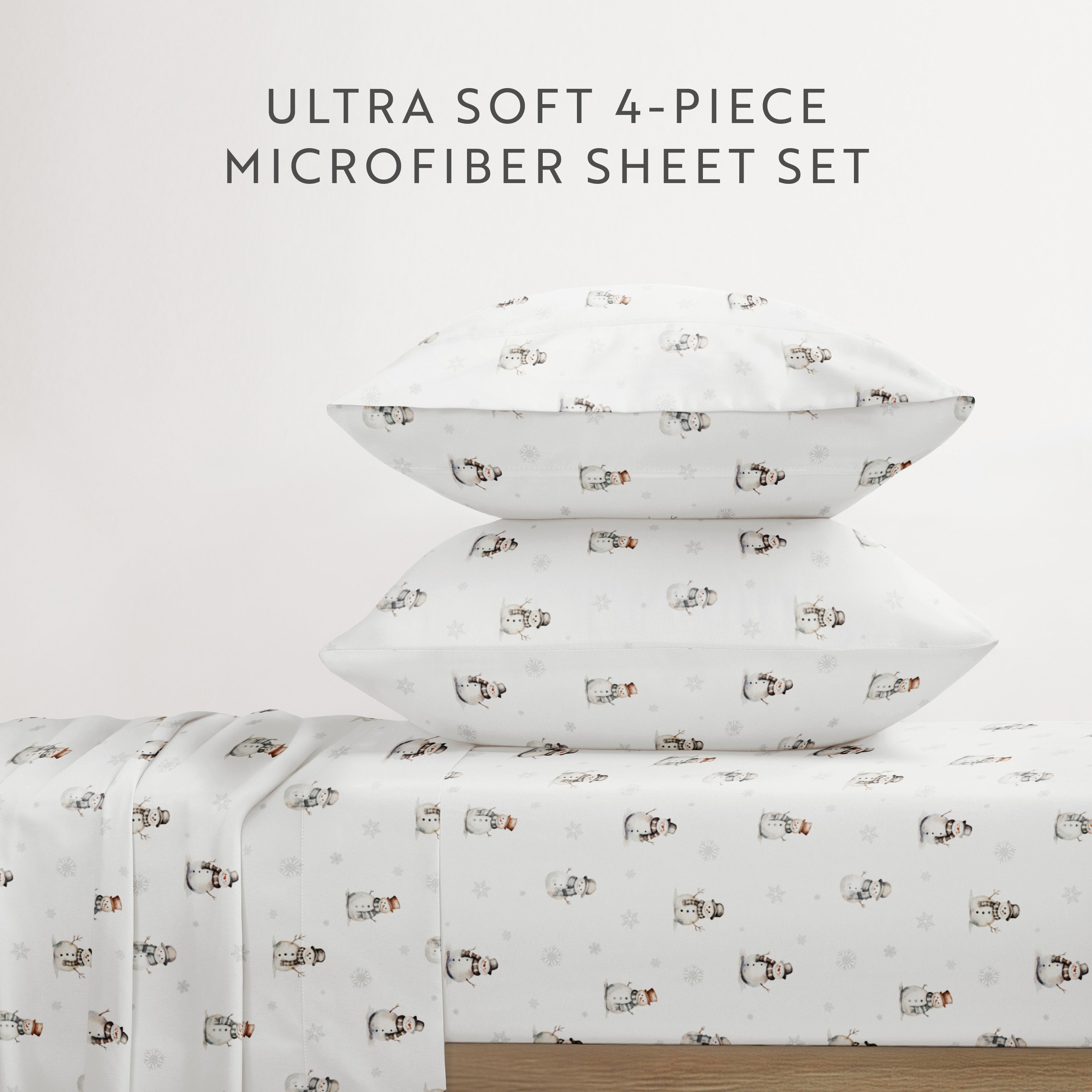 Vintage Snowman 4-Piece Patterned Sheet Set