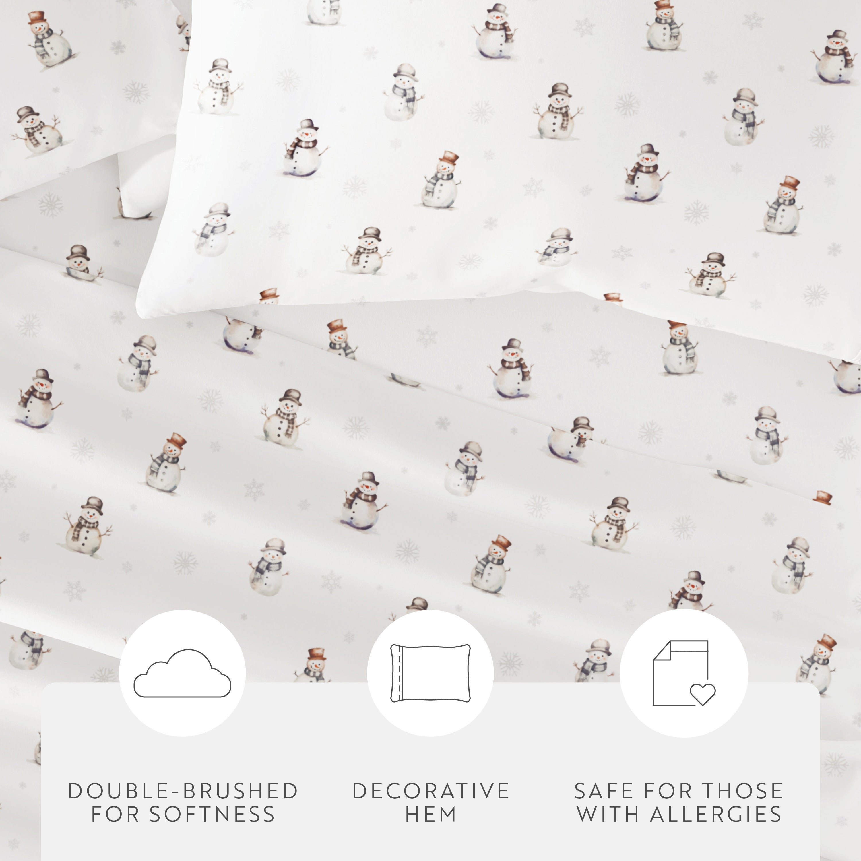 Vintage Snowman 4-Piece Patterned Sheet Set