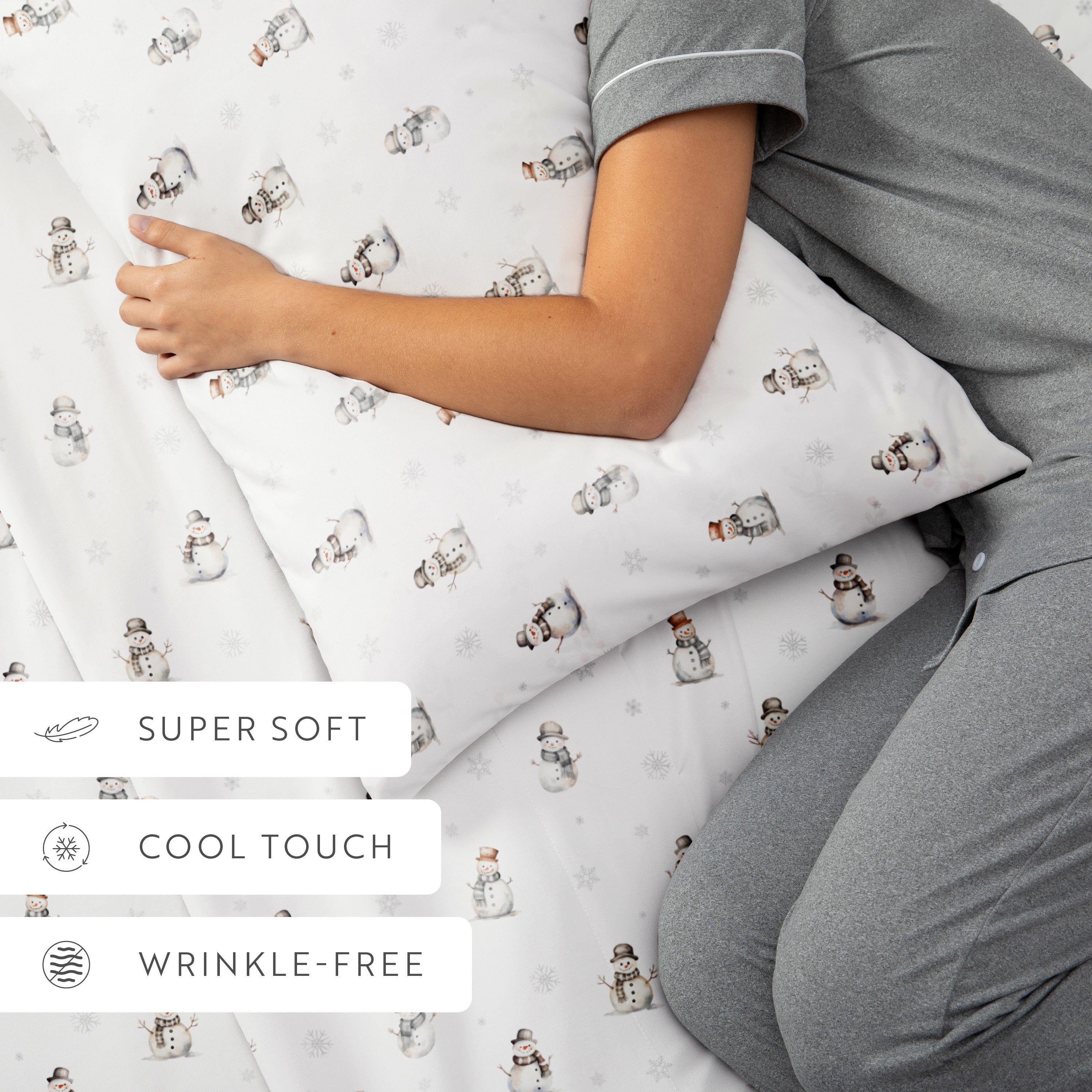 Vintage Snowman 4-Piece Patterned Sheet Set