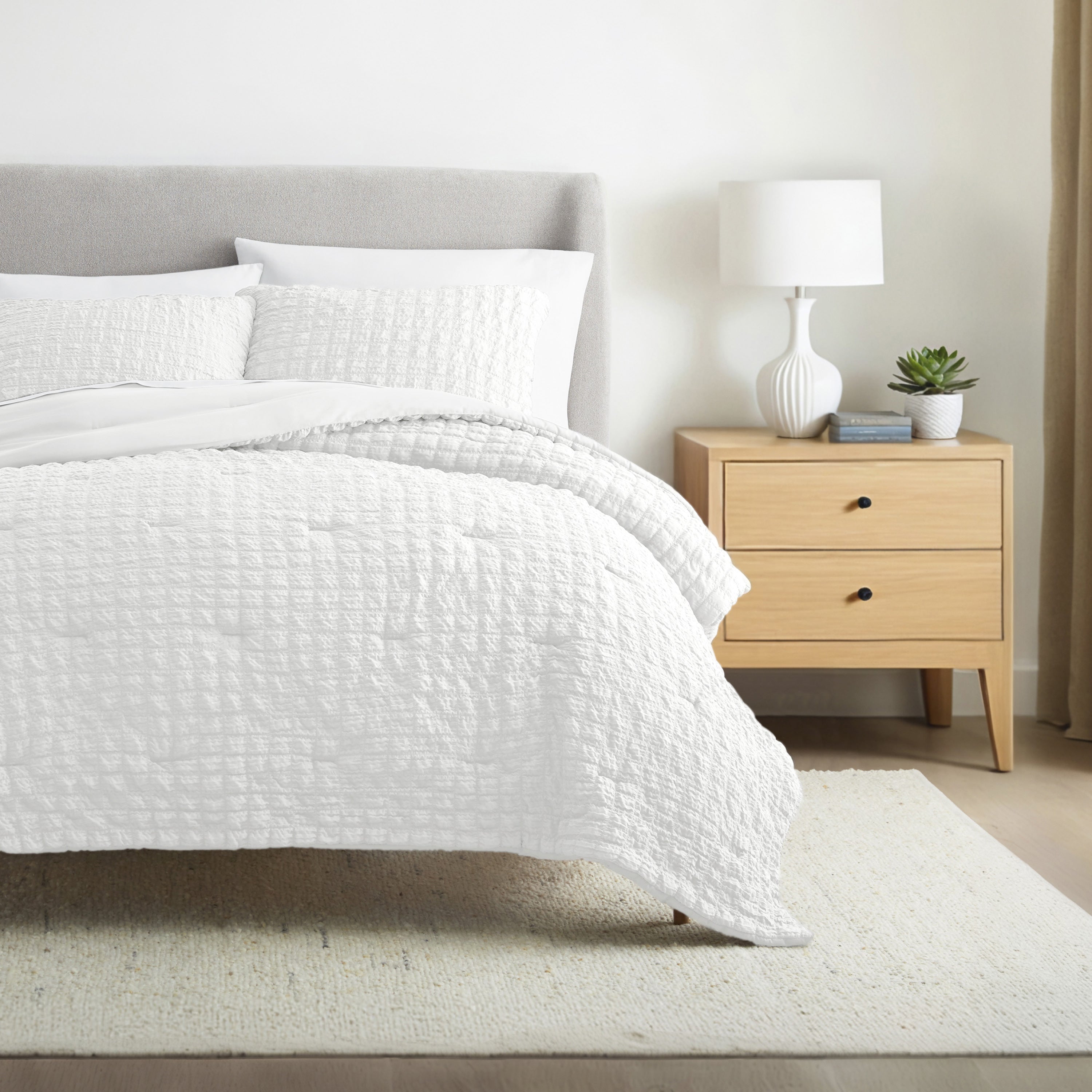 Seersucker Box Textured Down-Alternative Comforter Set