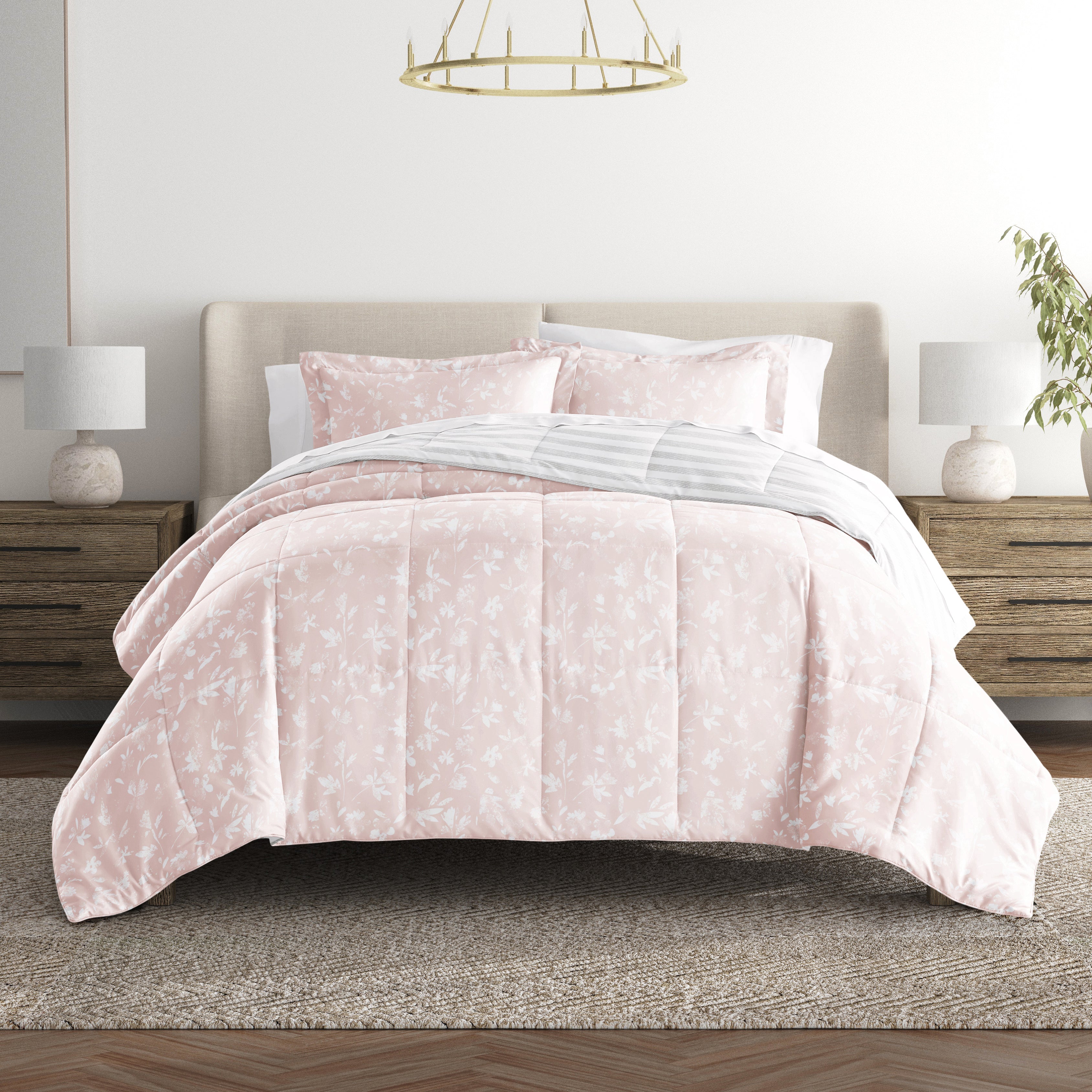 Pressed Flowers Reversible Patterned Down-Alternative Comforter Set