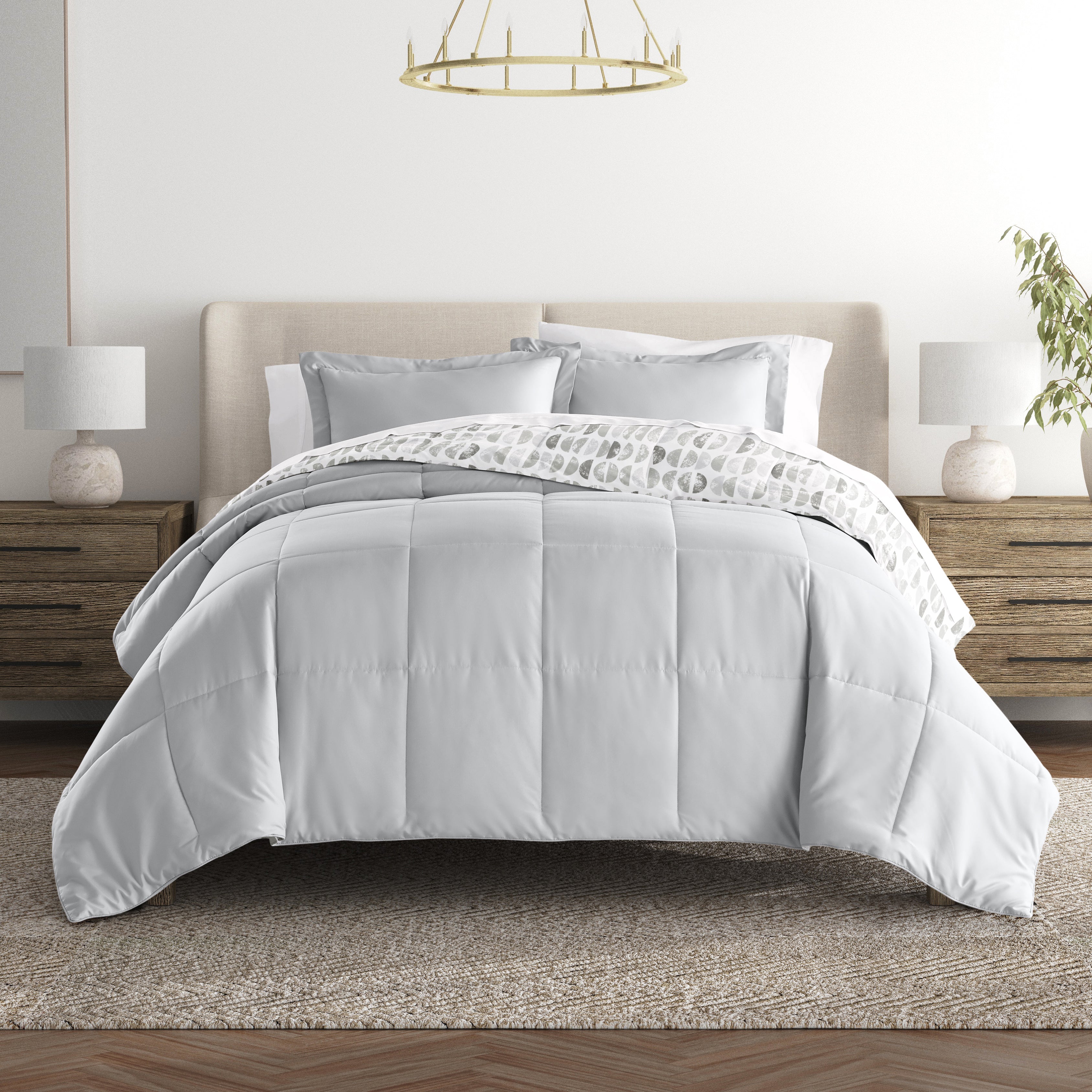 Moonlight Stars Reversible Patterned Down-Alternative Comforter Set